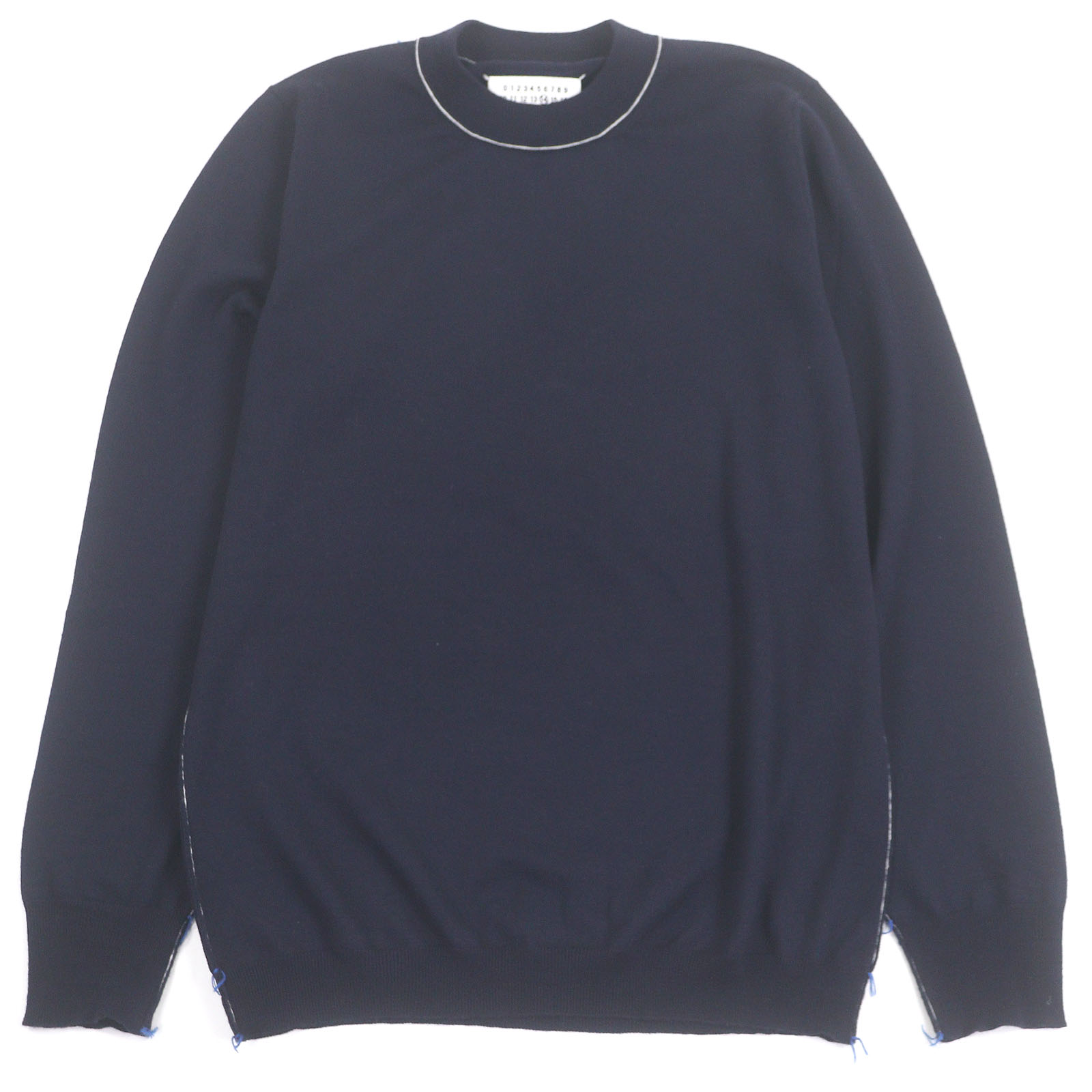 美品□Maison Margiela 14 メゾンマルジェラ14 25SS S50HA1004 ぬい目絵図面 透け透け ロングスリーブニット プルオーバー 米国海軍 S イタリア製 メンズ【中古】