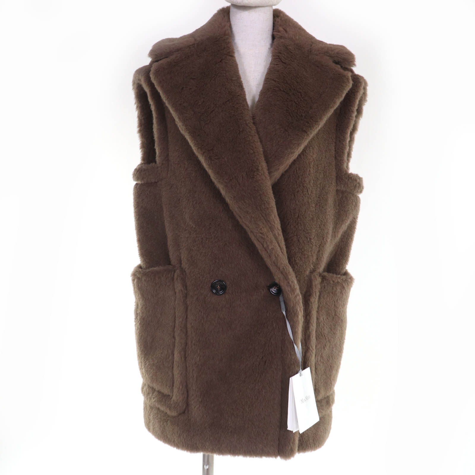 未使用品☆Max Mara マックスマーラ 2025年製 25212762536 BORMIDA テディベア アルパカ ウール シルク混 ジレ ベスト コート ブラウン 34 イタリア製 正規品 レディース【中古】 99,825円