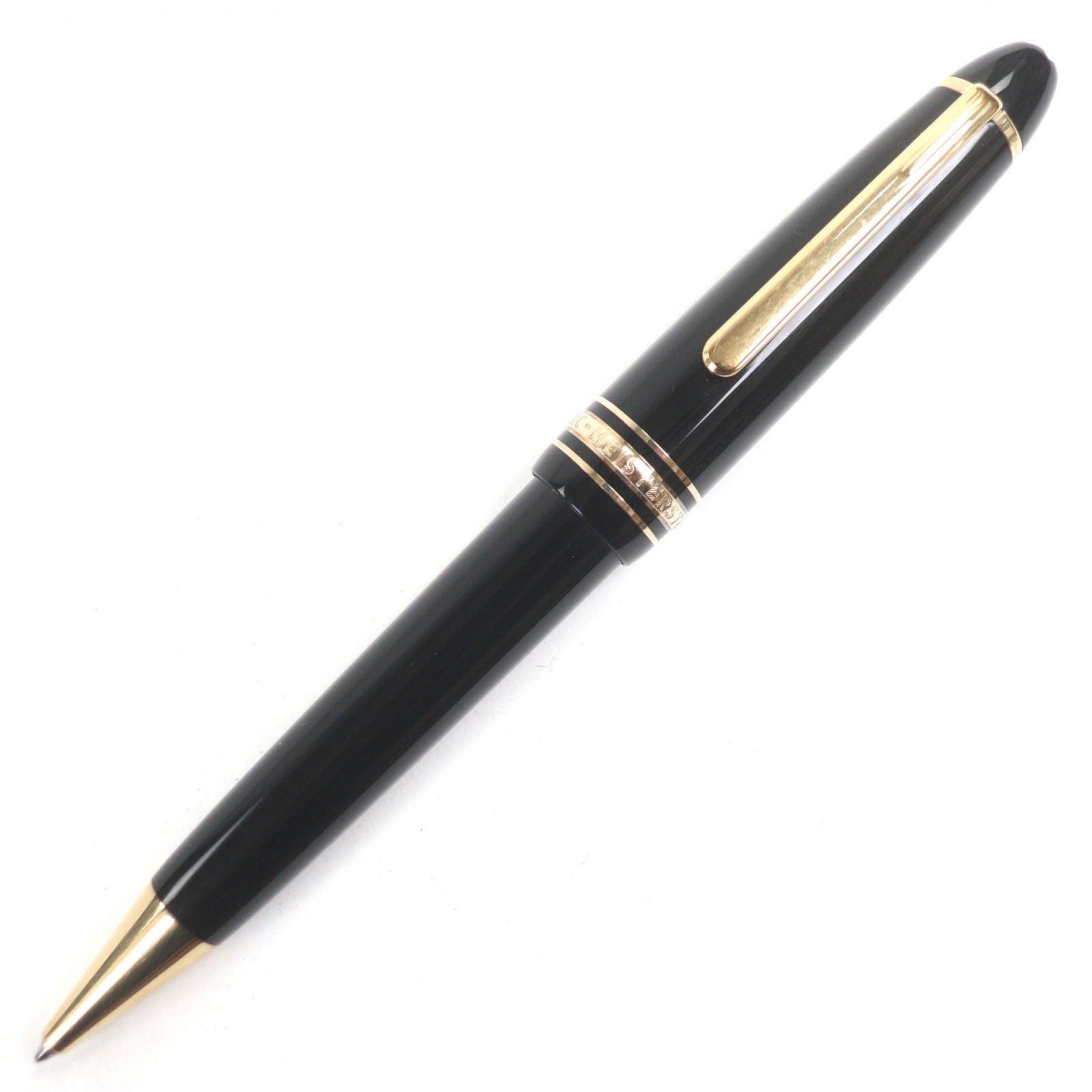 良品▼MONTBLANC モンブラン マイスターシュテュック ル・グラン ホワイトスター ツイスト式 ボールペン ブラック ゴールド ケース付き ドイツ製 メンズ 筆記確認済み【中古】