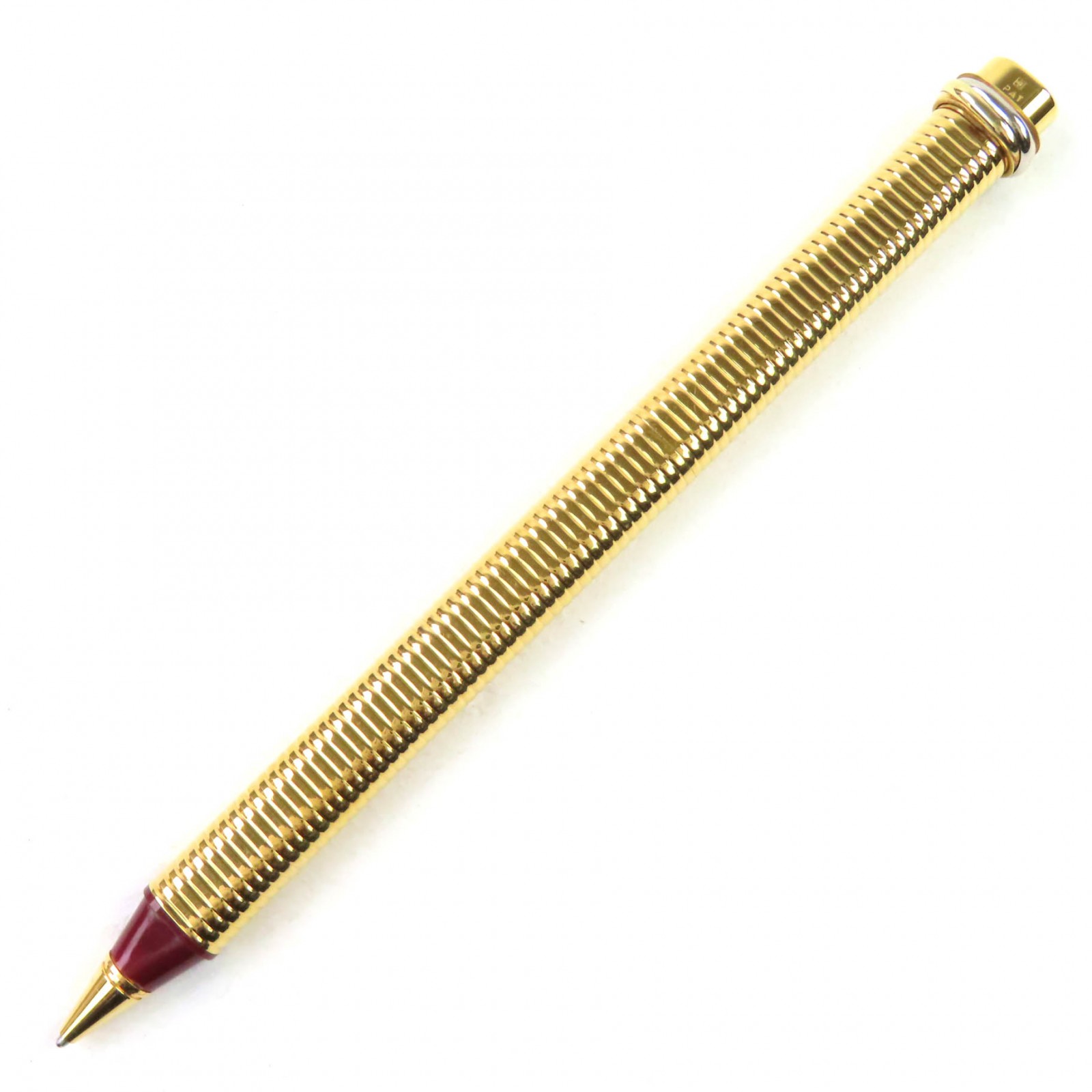 良品△Cartier カルティエ ヴィンテージ トリニティ ストライプ オーバル キャップ式 ボールペン ゴールド フランス製 メンズ オススメ◎ Cartier（カルティエ） 良品▽Cartier ヴィンテージ トリニティ