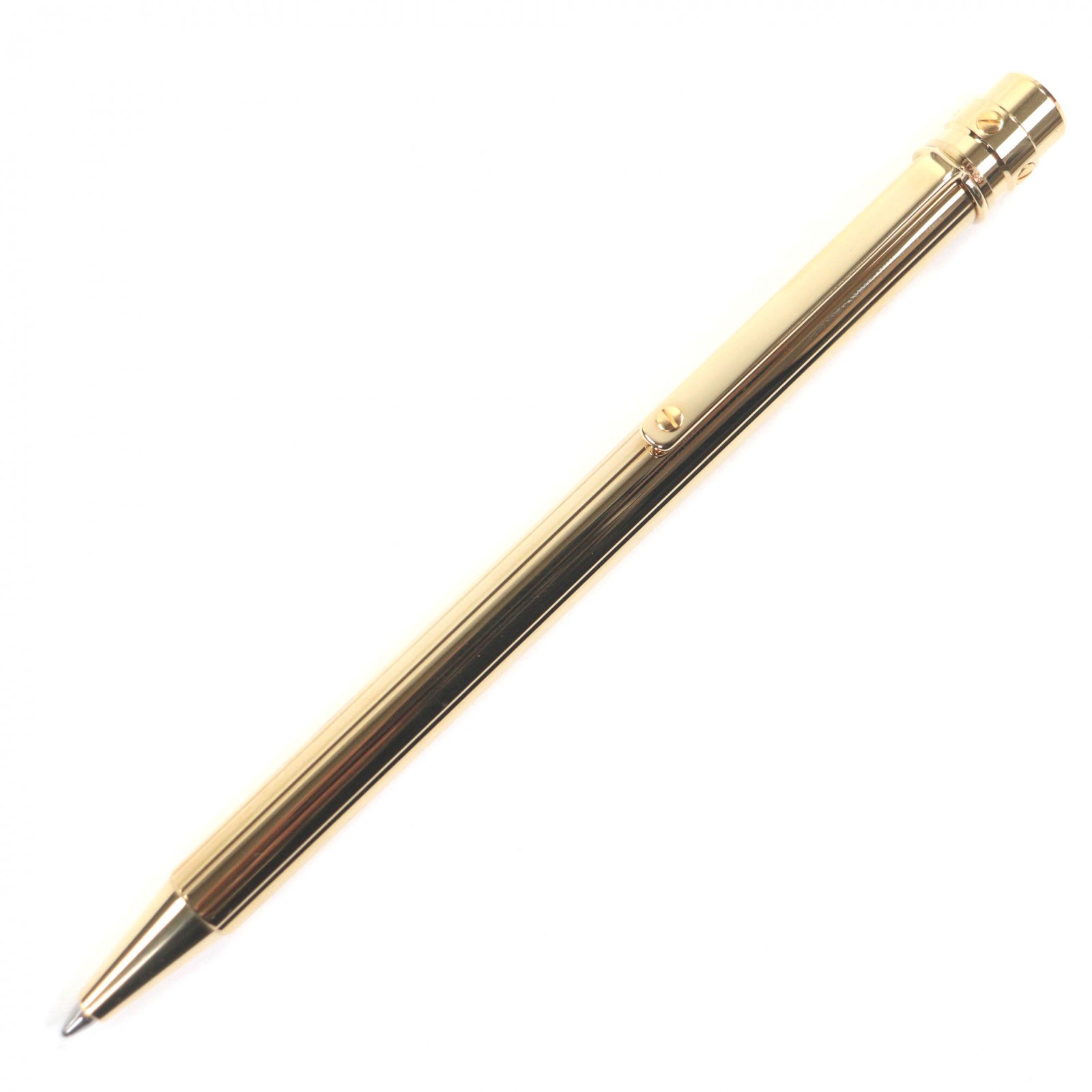 極美品▼Cartier カルティエ サントス ドゥ カルティエ ツイスト式 ボールペン ゴールド 箱・ケース付き ドイツ製 メンズ 筆記確認済み【中古】