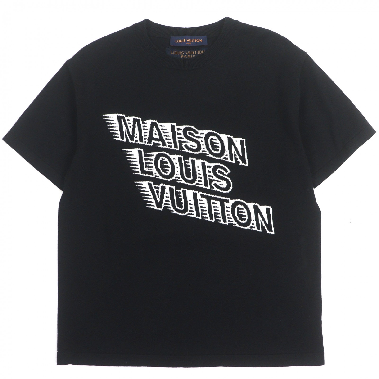 美品▼LOUIS VUITTON ルイヴィトン 21AW コットン シルク インサイドアウト ショートスリーブ 半袖ニット ブラック XS イタリア製 正規品 メンズ【中古】