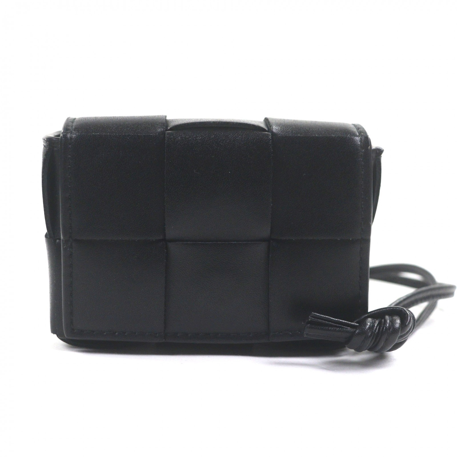美品▼BOTTEGAVENETA ボッテガヴェネタ なめし革 マキシイントレチャート テープ 合切袋 ショルダーバッグ 黒いこと しろがね色金具 箱・保護すること袋付き添い人 イタリア製 メンズ【中古】