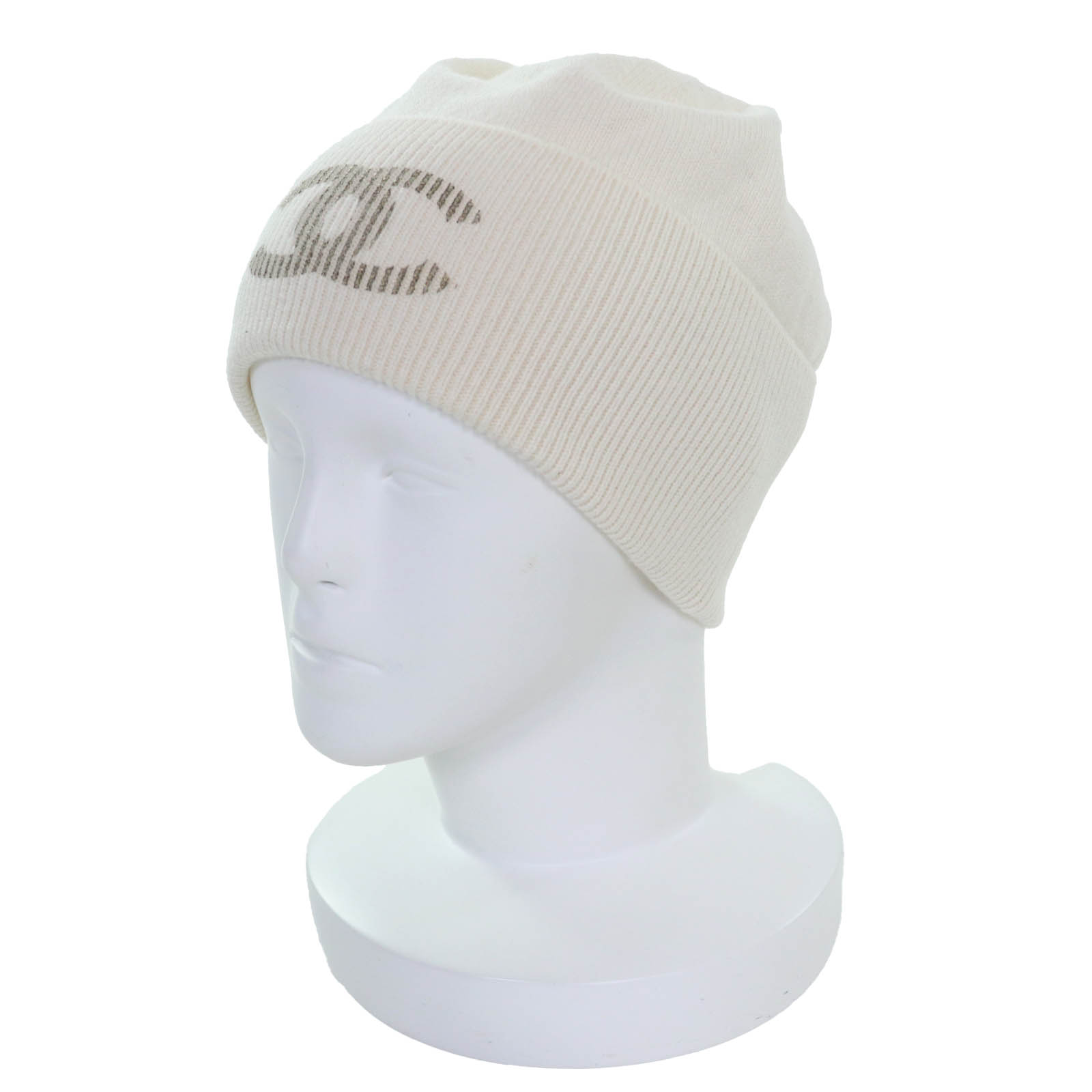 未当て嵌める品◇CHANEL シャネル GLX14J0E カシミール100％ ココマーク 編み物帽 編み物旗がしら 象牙色 箱付き添い人 イタリア製 定め事品 レディース【中古】