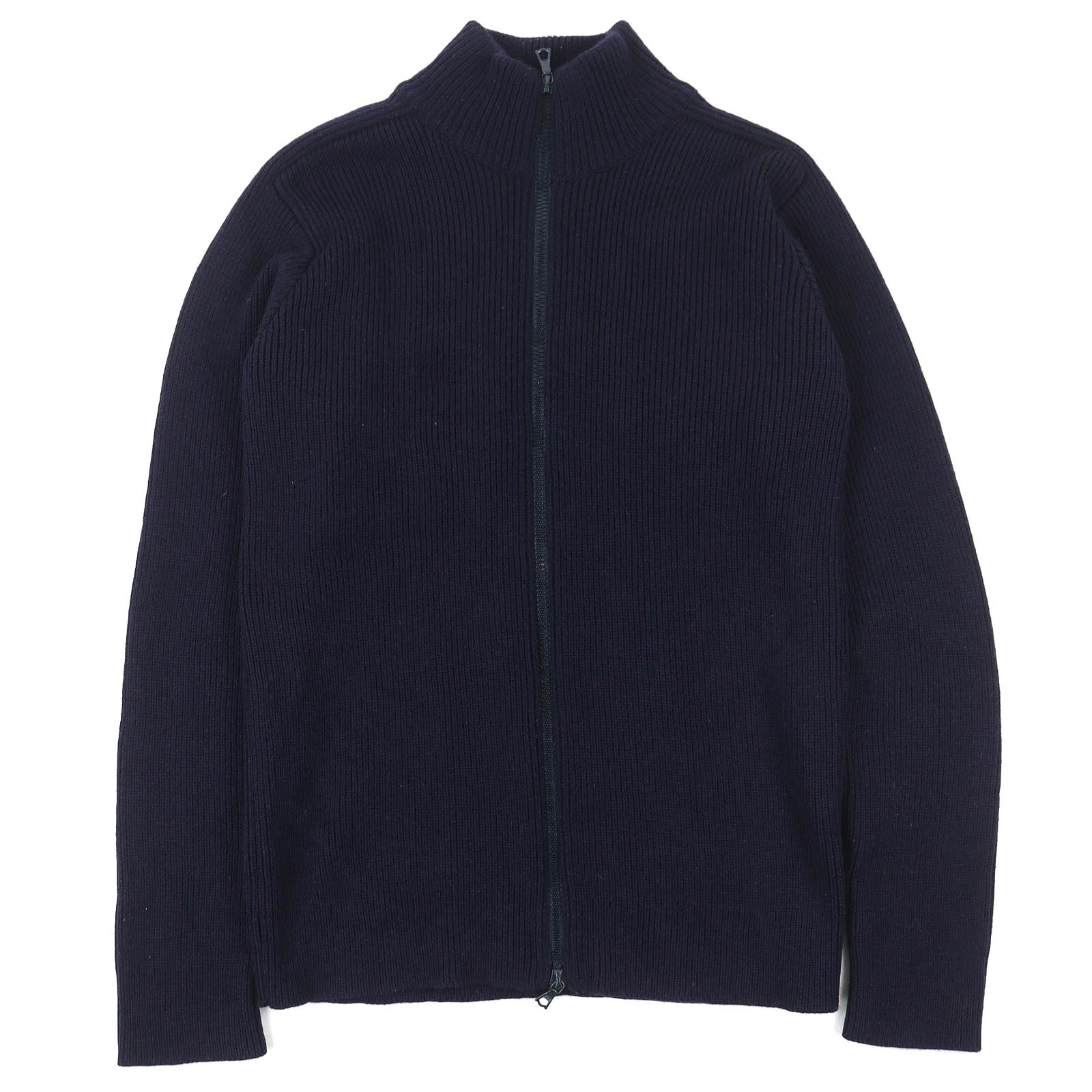 極美品△EMPORIO ARMANI エン急性灰白髄炎 アルマーニ ヴィンテージ 絨毛100％ ハイネック ジップアップ ドライバーズニット 米国海軍 48 イタリア製 決まり品 メンズ【中古】 トップス-ニット・セーター
