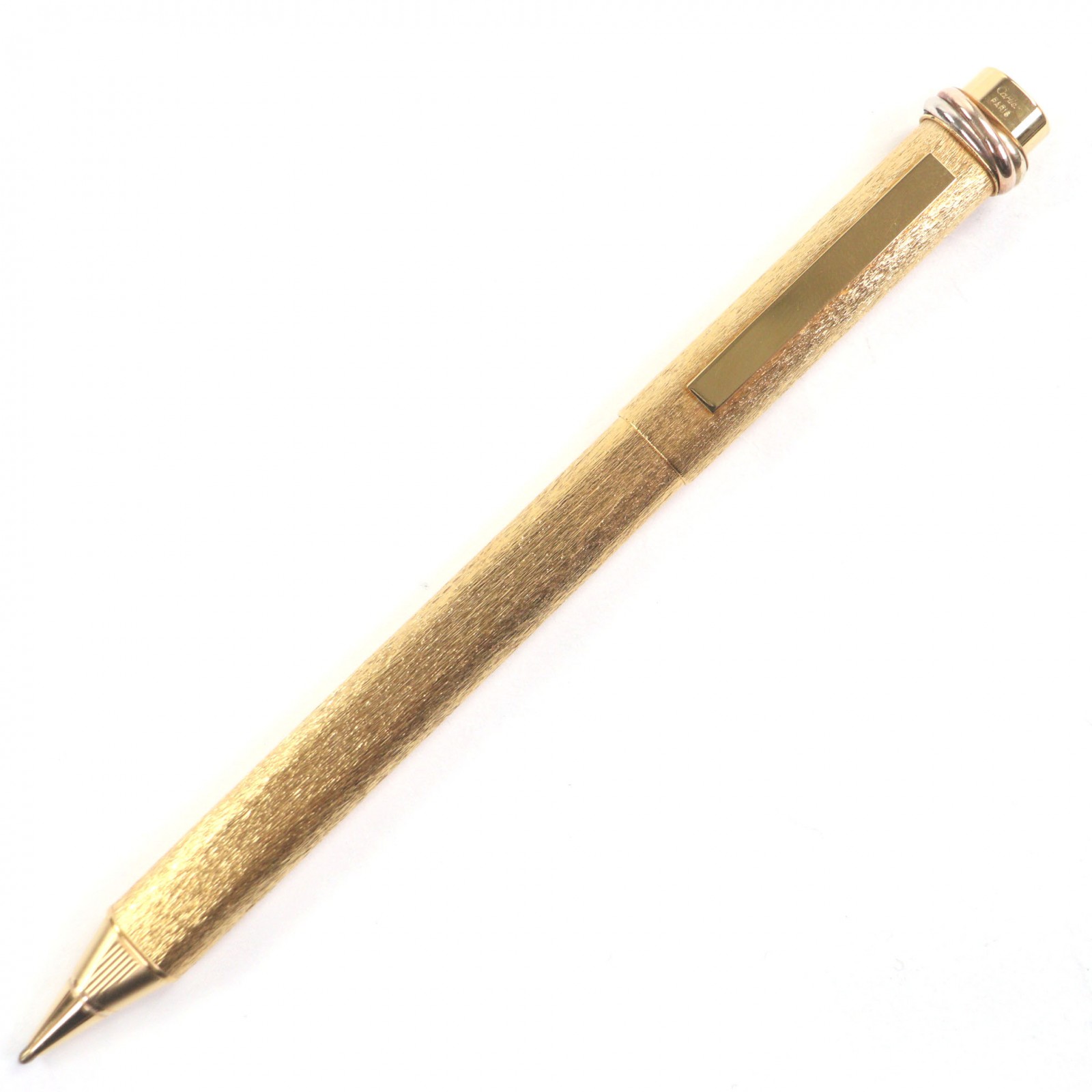 極美品▼Cartier カルティエ ヴィンテージ トリニティ キャップ式 ボールペン ゴールド ケース付き フランス製 メンズ【中古】