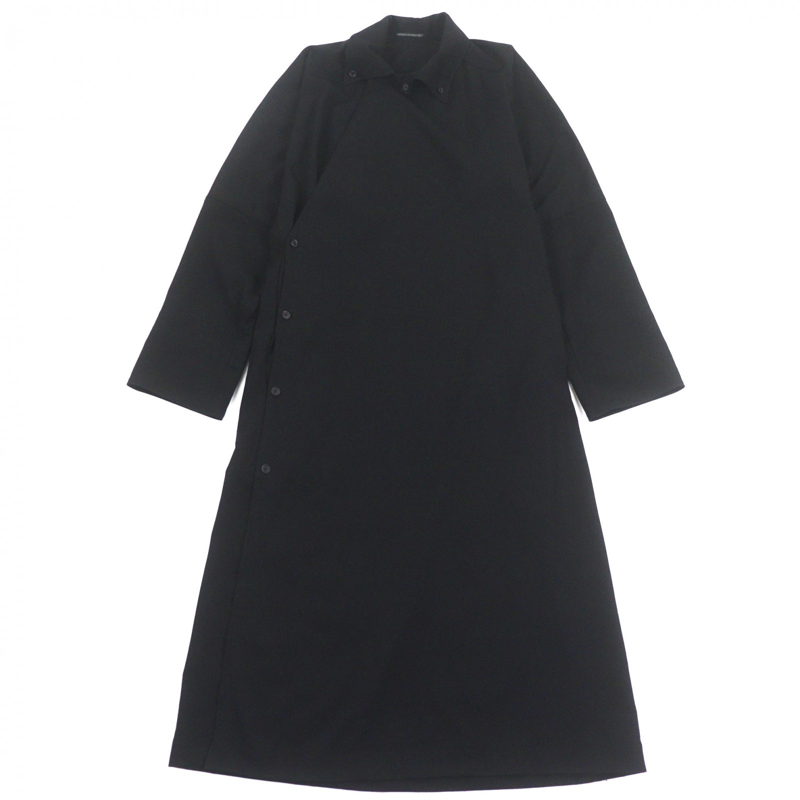 極美品▼Yohji Yamamoto POUR HOMME ヨウジヤマモトプールオム 19AW HC-D01-531 絨毛ギャバジン チャンパオ お召しもの ロング厚地の外套 黒いこと 1 日本製 決まり品 メンズ【中古】 メンズファッション-コート・ジャケット