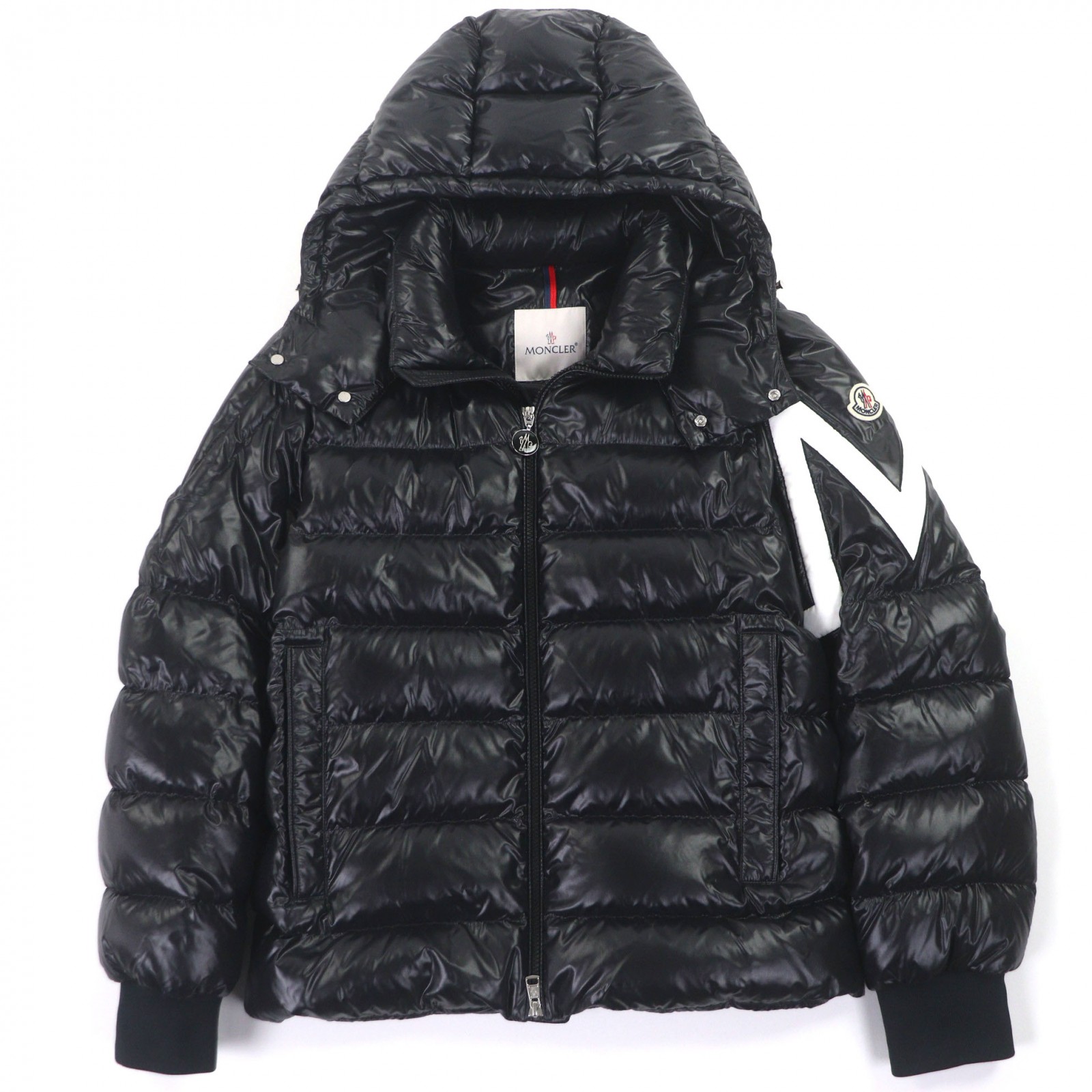 極美品▼MONCLER モンクレール 22AW CORYDALE コリデール ロゴワッペン付き フーデッド ダブルジップアップ ダウンジャケット ブラック 2 正規品 メンズ【中古】
