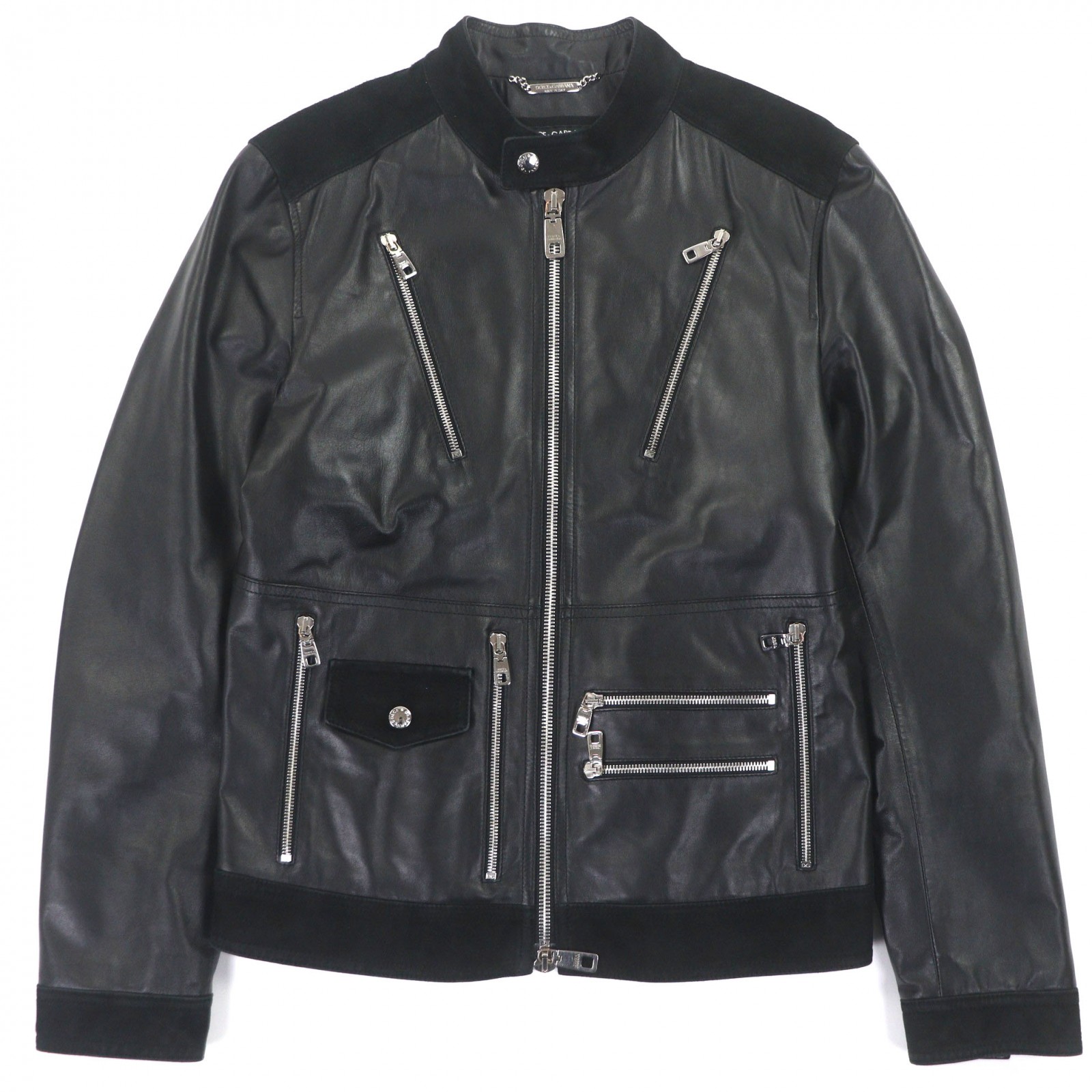 DOLCE&GABBANAブラックレザーシングルライダースジャケット ドルガバ DG Dolce＆Gabbana コレクション レザージャケット新品タグ付 Leather