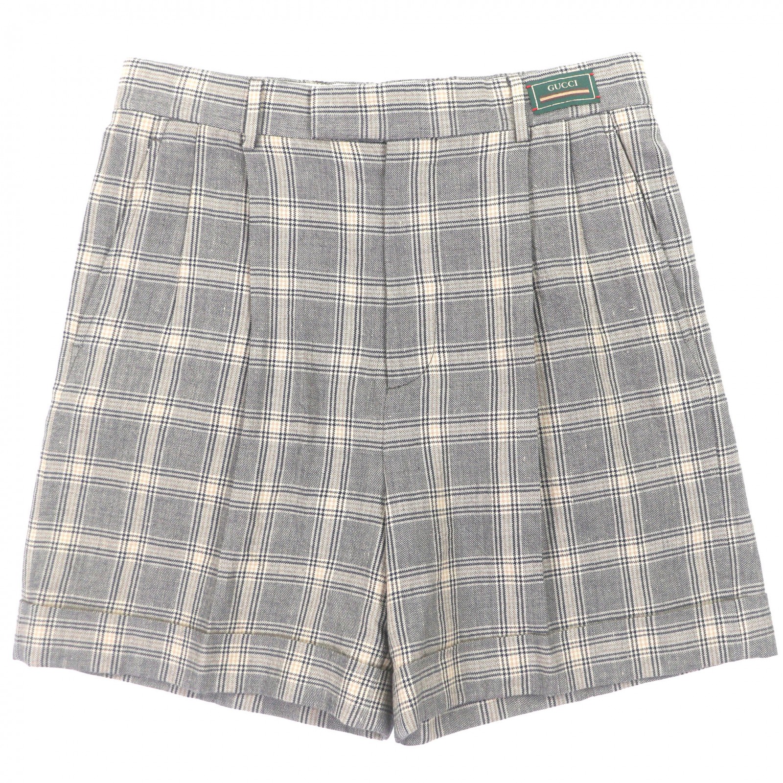 未使用品▼GUCCI グッチ 22AW 690519 リネン ウール チェック柄 ハーフパンツ ショートパンツ グレー 46 イタリア製 正規品 メンズ【中古】｜衣類＆ブランドリサイクル GREEN