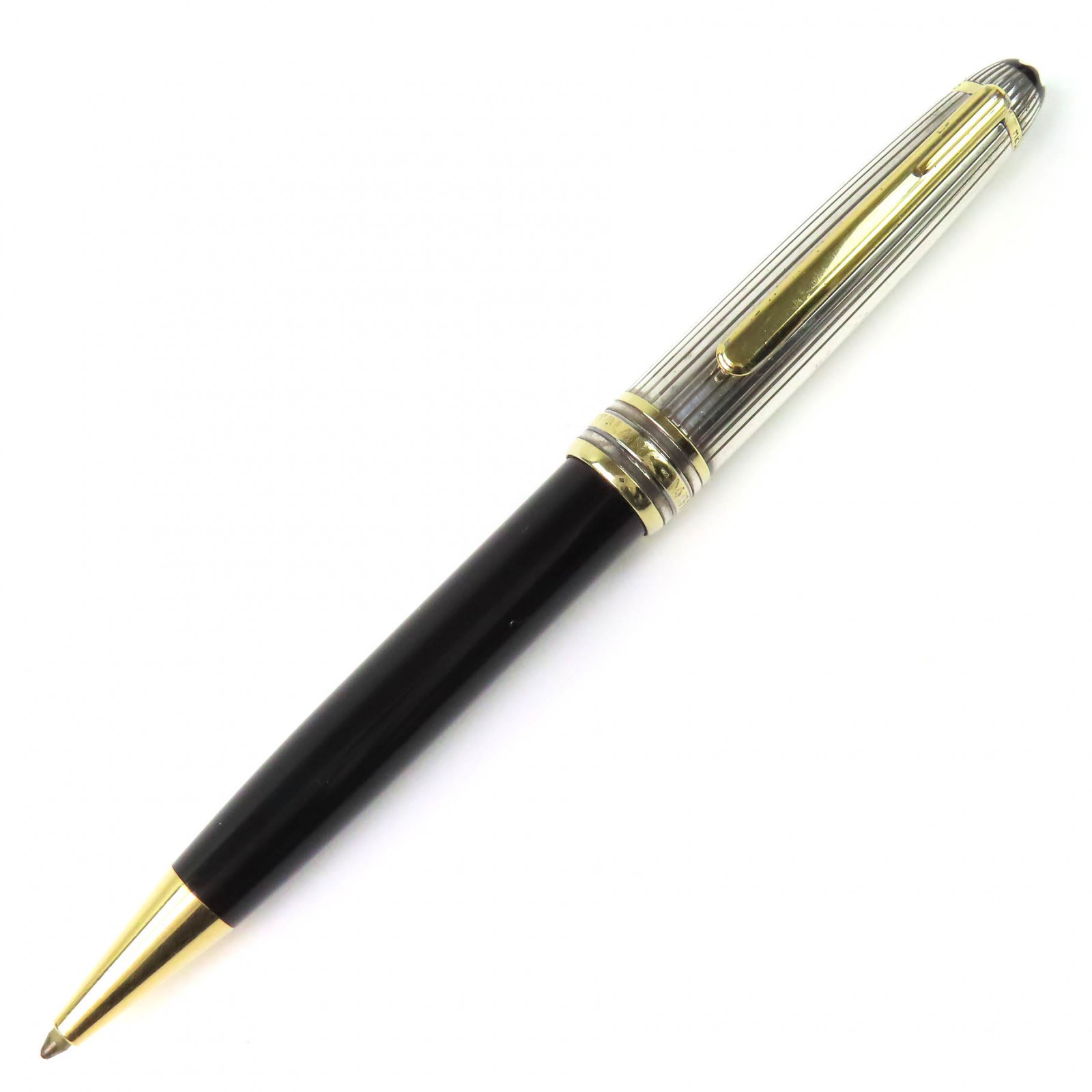 良品△MONTBLANC モンブラン マイスターシュテュック ソリテール 1641 ドゥエ 925 ホワイトスター ツイスト式 ボールペン シルバー ブラック ゴールド ドイツ製 重量35g メンズ 筆記確認済み【中古】