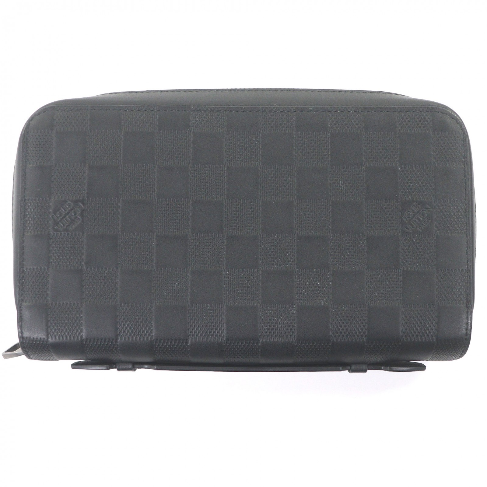 美品□LOUIS VUITTON ルイヴィトン N61254 ダミエ アンフィニ なめし革 ラウンドジッパー 長紙入れ ロングウォレット 黒いこと メンズ【中古】