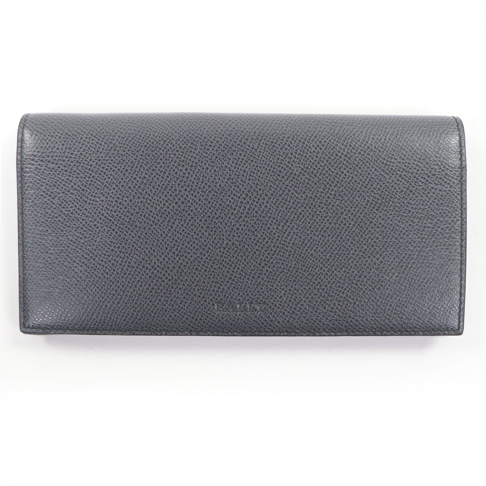 未使用品□BALLY バリー レザー ロゴ型押し 二つ折り財布 長財布 札入れ ロングウォレット グレー メンズ レディース オススメ◎【中古】