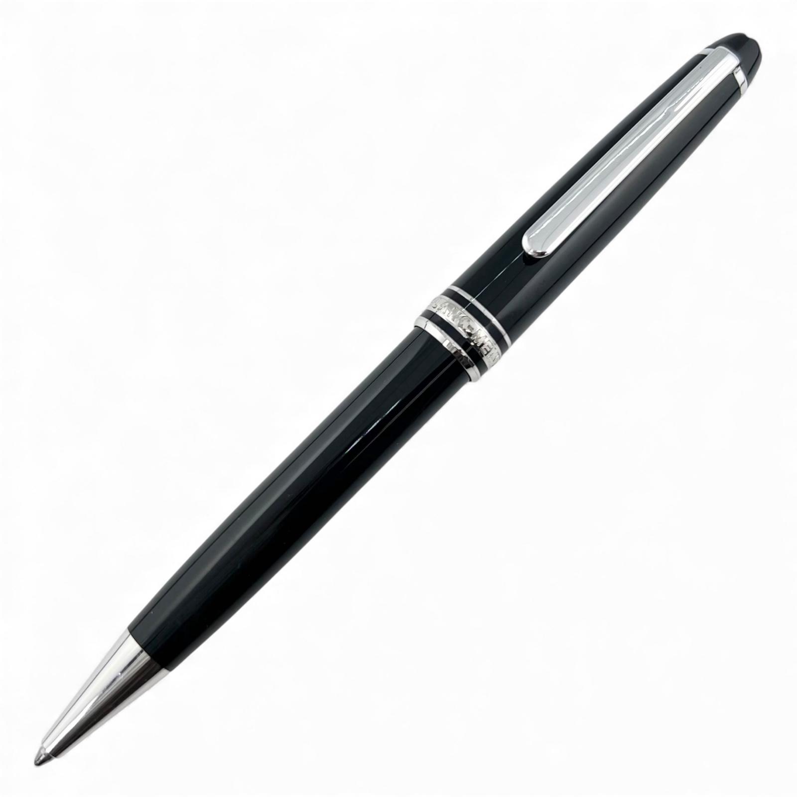 良品▲MONTBLANC モンブラン プラチナライン マイスターシュテュック クラシック ホワイトスター ボールペン ブラック シルバー 箱・ケース付き ドイツ製 メンズ【中古】