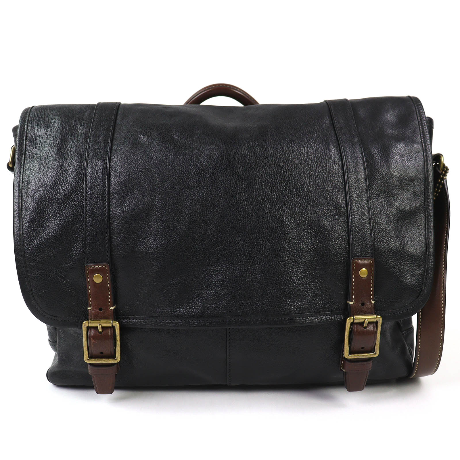 美品△COACH コーチ 70386 HARRISON LEATHER MEDIUM MESSENGER ハリソンレザーミディアムメッセンジャー ショルダーバッグ ブラック ダークブラウン 保存袋付き メンズ【中古】|衣類&ブランドリサイクル GREEN