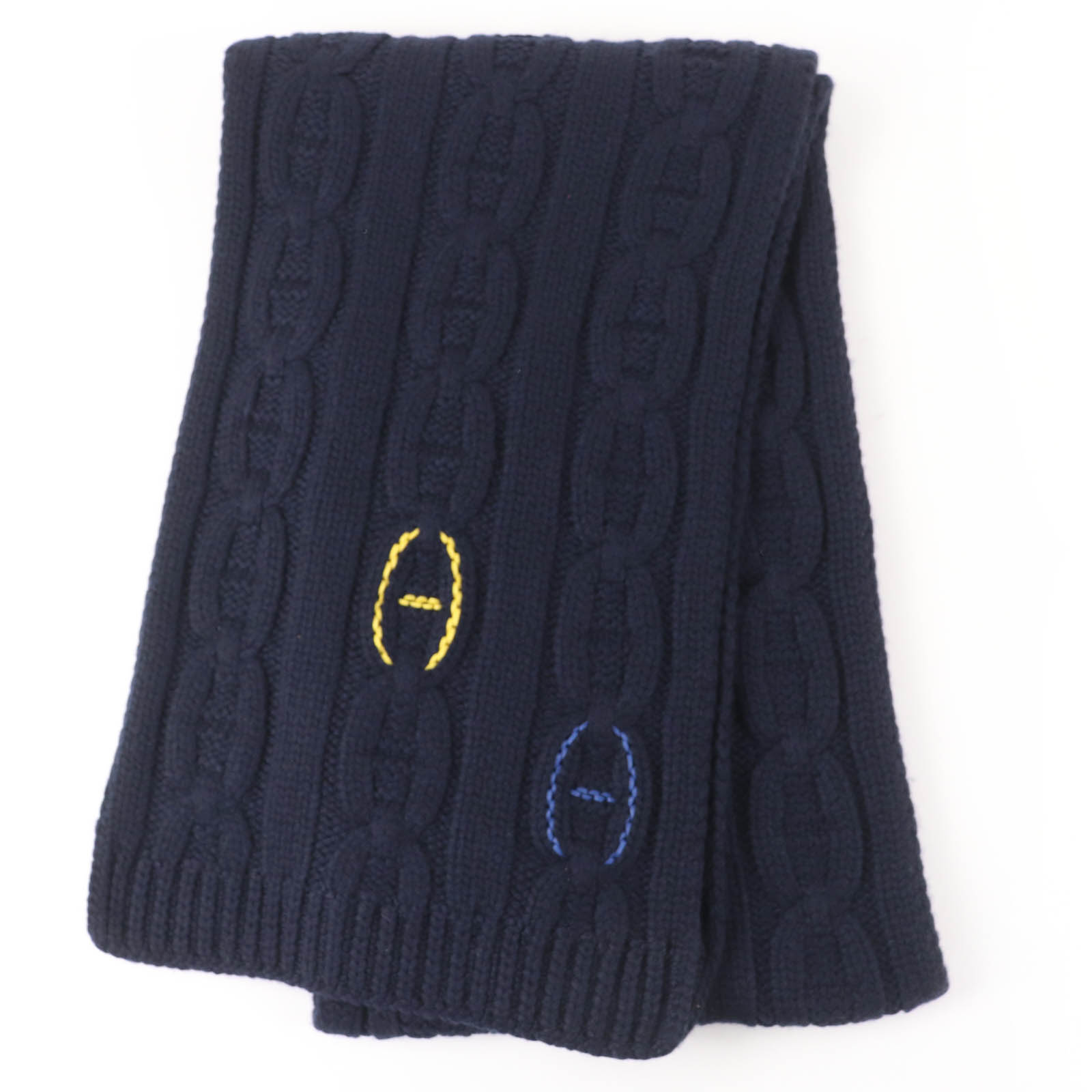 極美品☆HERMES エルメス TRI-MAILLON トリマイヨン カシミヤ100% アニョーリンク ラムレザー使い シェーヌダンクル編み マフラー ネイビー系 イタリア製 正規品 メンズ【中古】|衣類&ブランドリサイクル GREEN