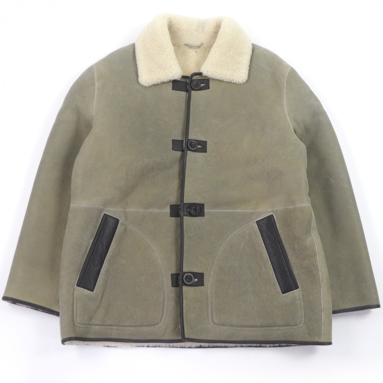 極美品□ARMA アルマ ALINO 羊革 Merino Curly Crispy リバーシブル フライトジャケット ムートンジャケット オイスター 50 メンズ【中古】
