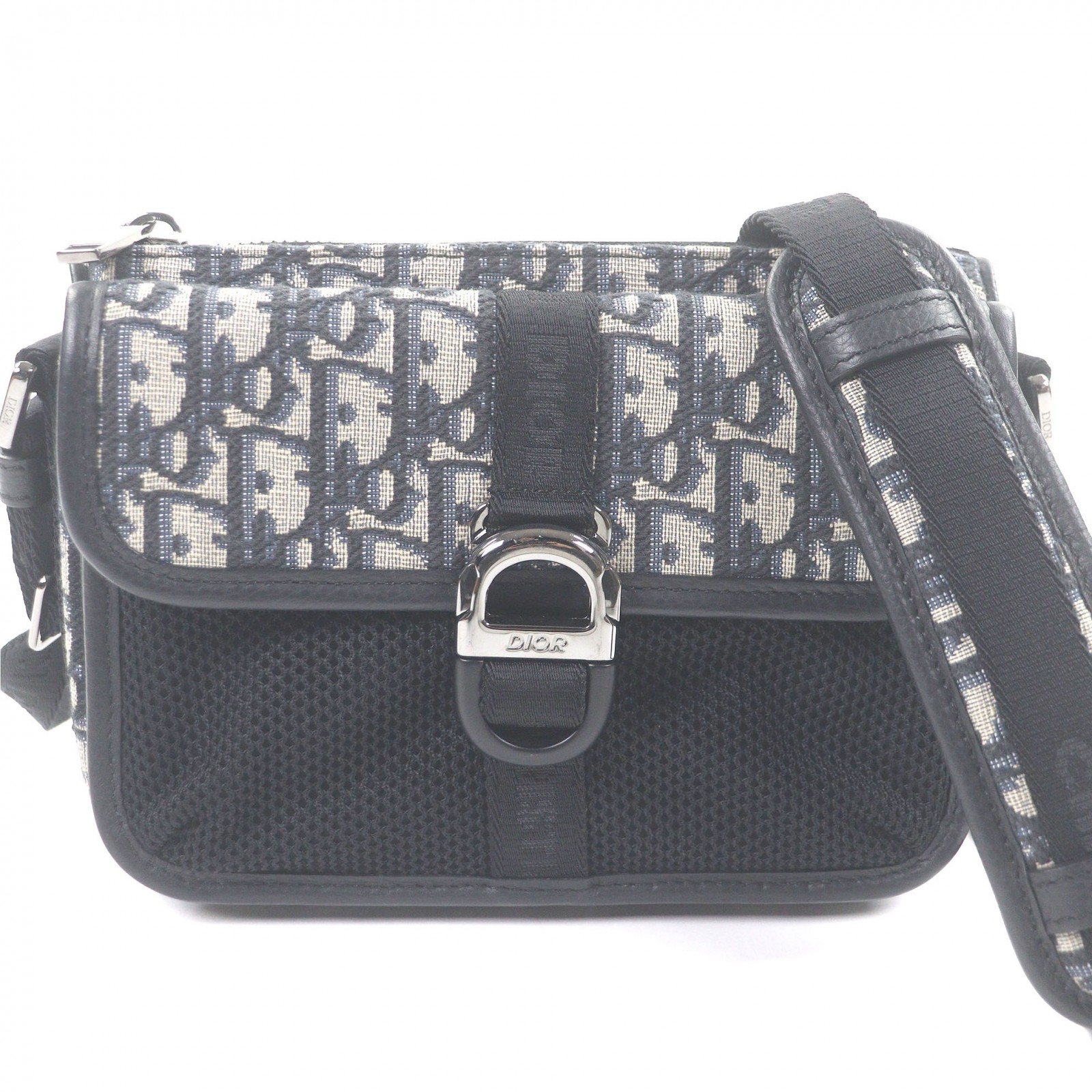 美品□DIOR クリスチャンディオール オム 2ESWS006YKY 帆布 なめし革 Dior 8バックル オブ西洋葱 総柄 ショルダーバッグ ベージュ系 イタリア製 メンズ【中古】