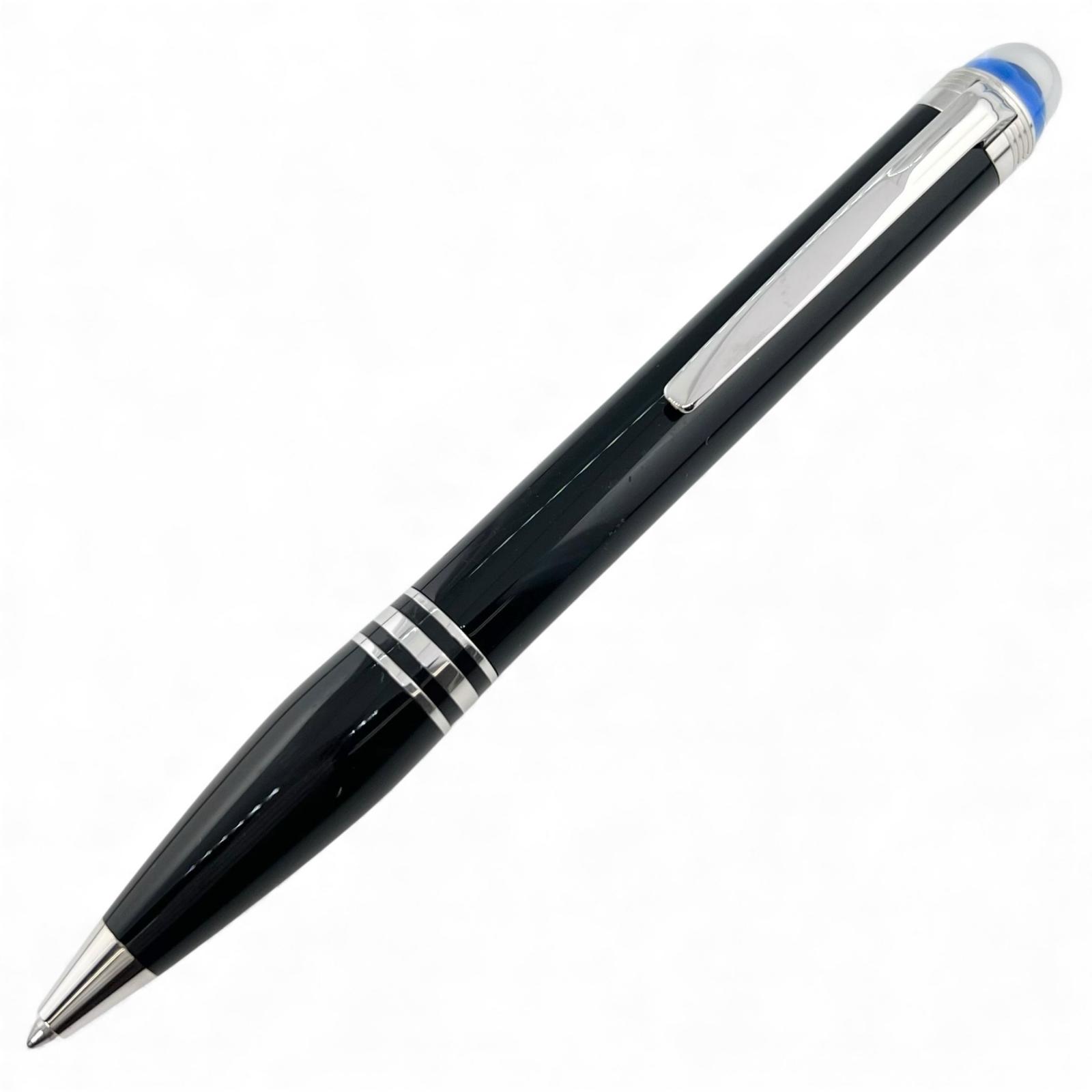 美品▲MONTBLANC モンブラン スターウォーカー ブルードーム ホワイトスター ツイスト式 ボールペン ブラック シルバー 箱・ケース付き ドイツ製 メンズ【中古】