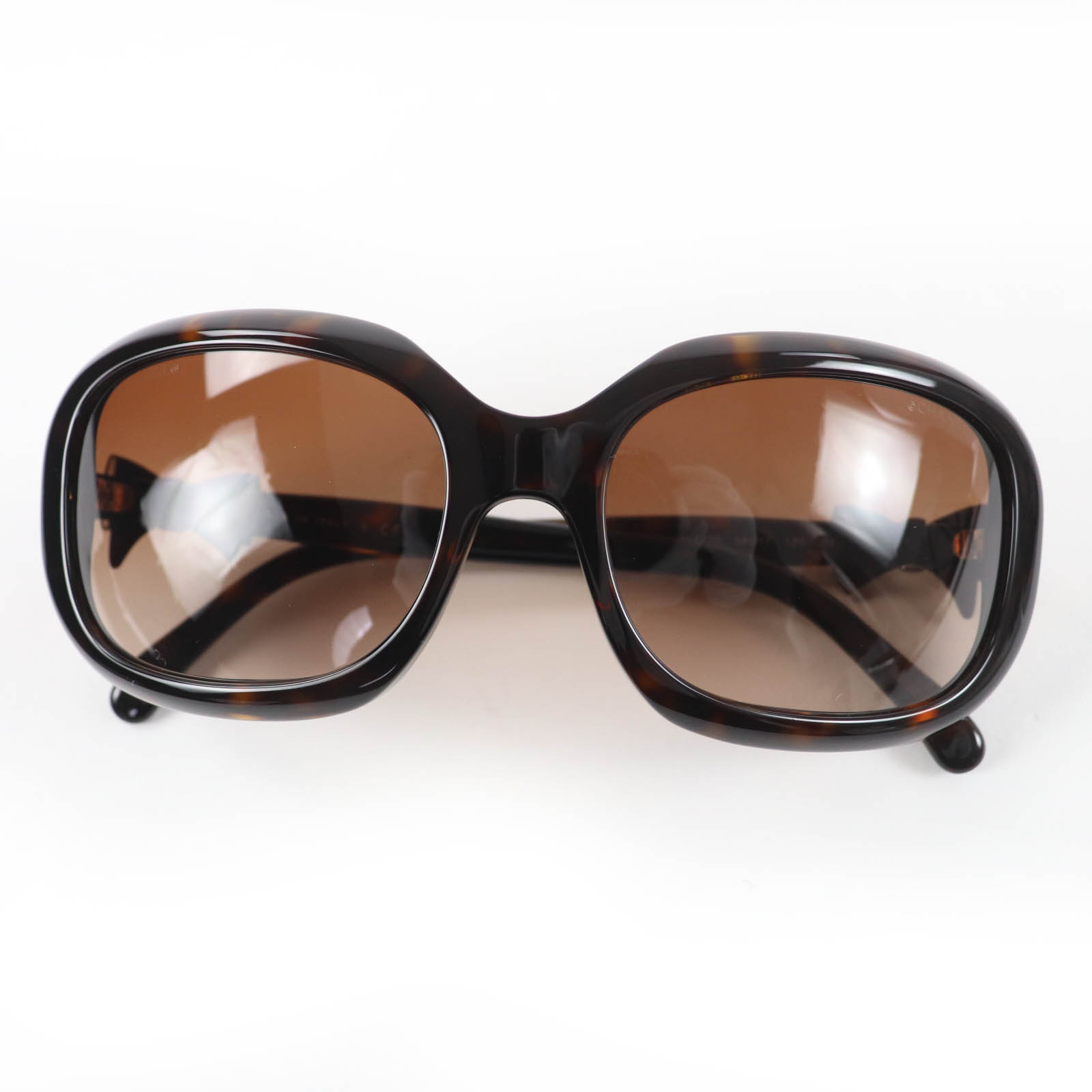 美品☆CHANEL シャネル 5170-A リボン ココマーク サングラス ブラウン べっ甲柄 58□17 デモレンズ 箱・保存袋・ケース付き イタリア製 レディース【中古】