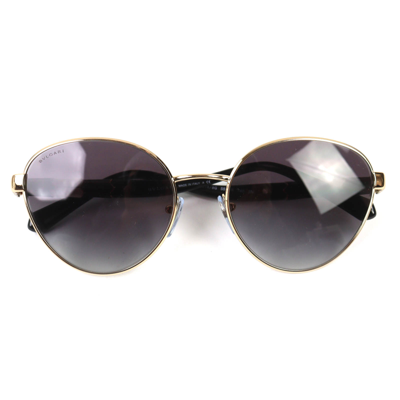 美品◇BVLGARI ブルガリ セルペンティ 6155 ボストンフレーム サングラス ブラック ゴールド 55□18 140 デモレンズ ケース付き イタリア製 レディース【中古】