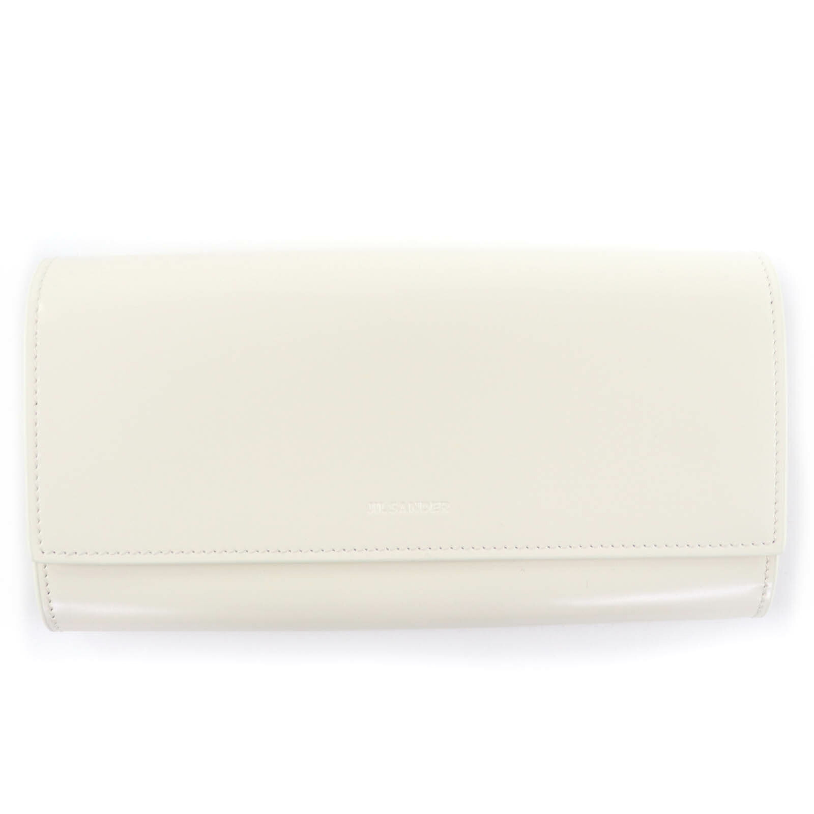 未当て嵌める品☆JIL SANDER ジルサンダー ロゴタイプ入り口・入口 なめし革 ロングウォレット 長紙入れ 白いこと 保護すること袋付き添い人 イタリア製 レディース【中古】