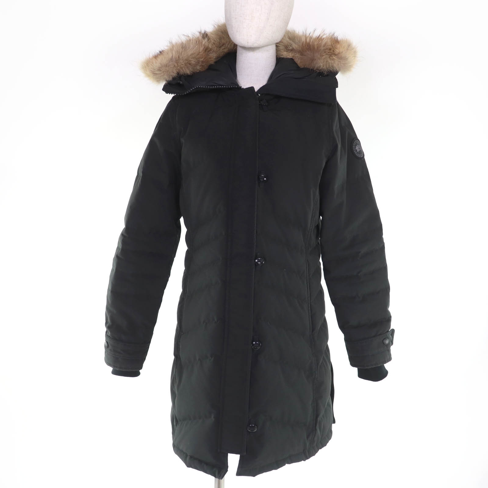 良品☆CANADA GOOSE カナダグース 2090LB LORETTE PARKA ブラックレーベル ファー・フード付 ダウンコート ブラック S 正規品 レディース【中古】