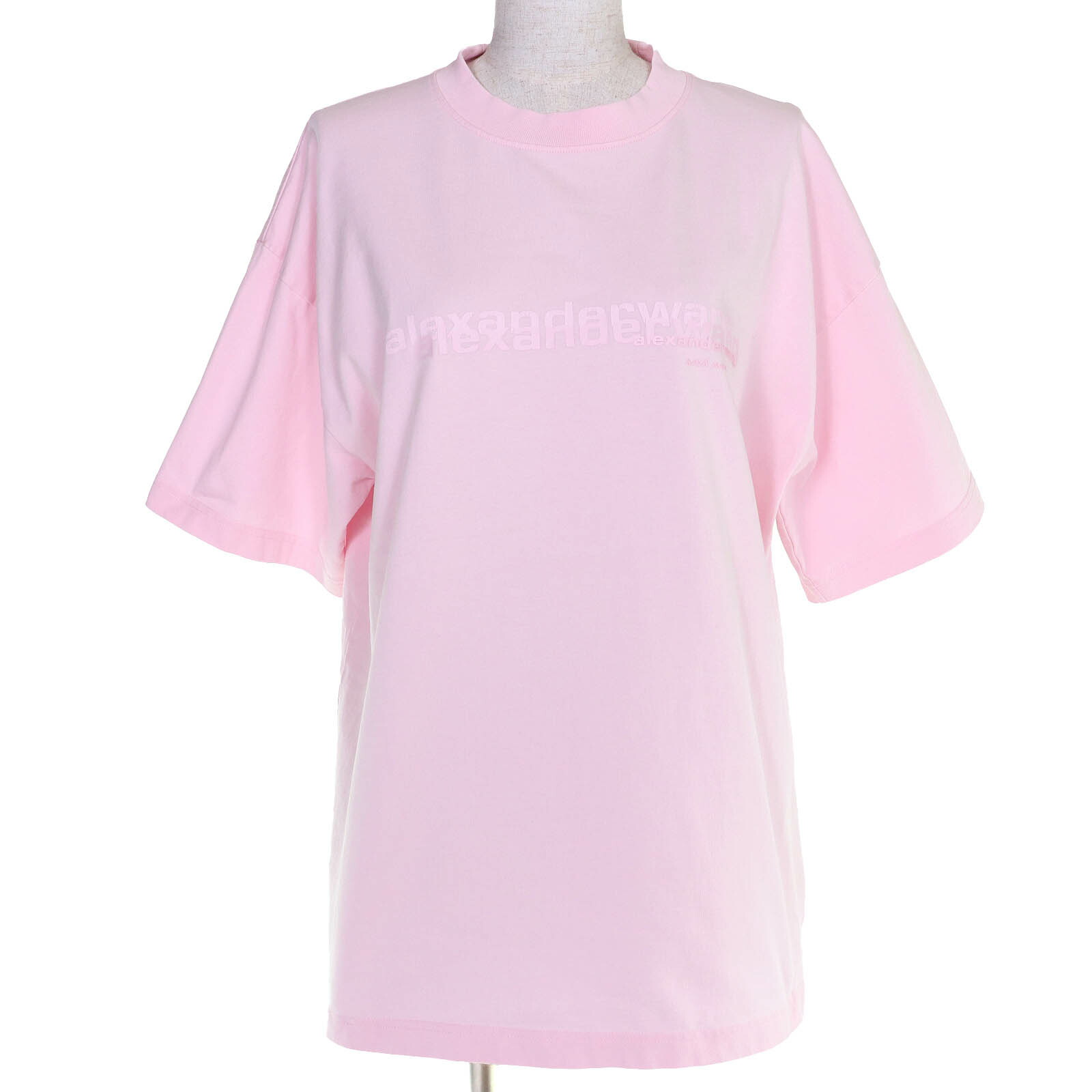 美品△Alexander Wang アレキサンダーワン UCC3251847 綿織物100％ ロゴタイプ 労働者の一団素っ首 厚地の外套大きさ 半袖Ｔシャツ サクラ色 XS 置き目品 レディース メンズ【中古】