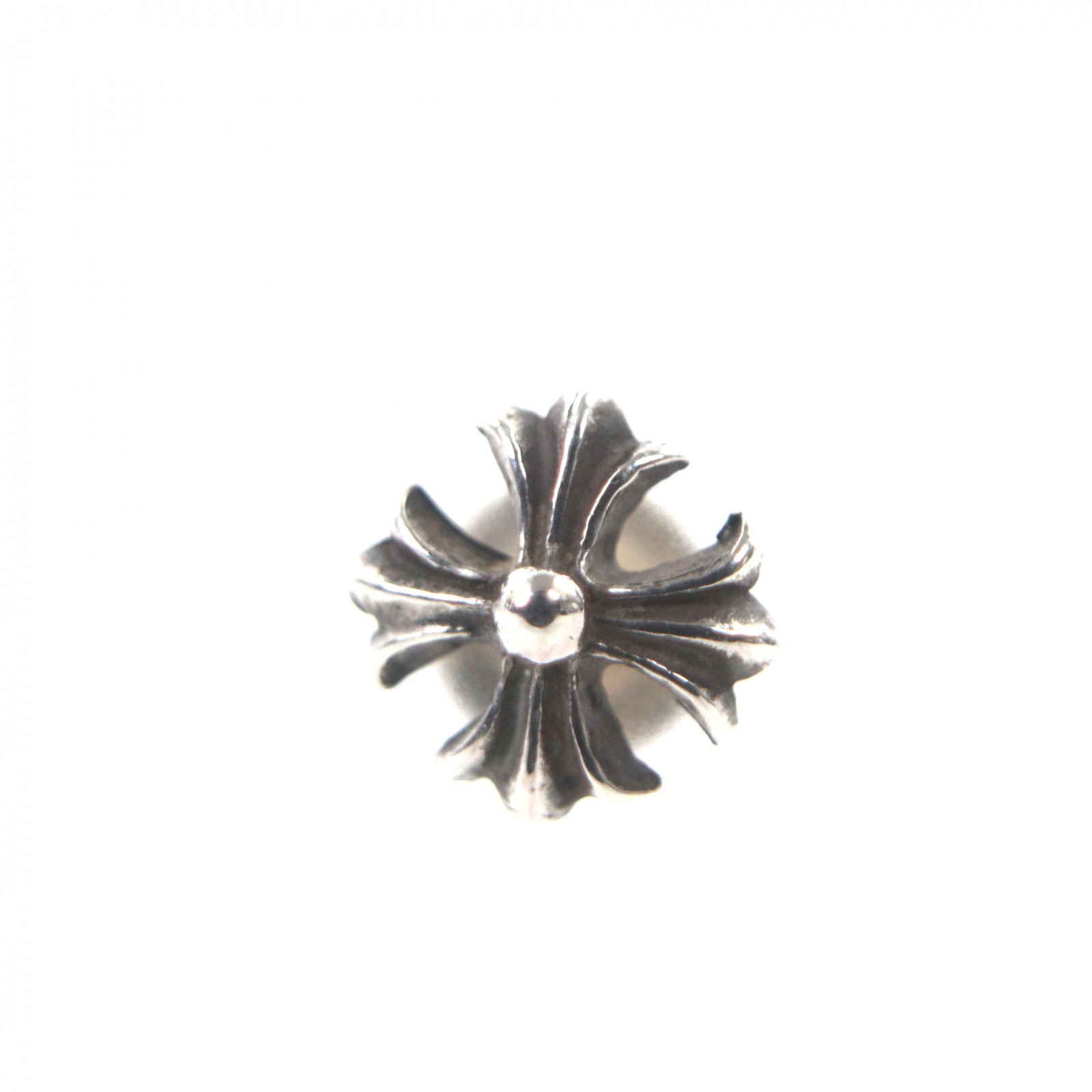 極美品▼CHROME HEARTS クロムハーツ No2 CH PLS CHつけ加える スタッドピアス  925 郵便受け14K 片耳用 ピアス しろがね色 総掛け目0.7g メンズ レディース【中古】