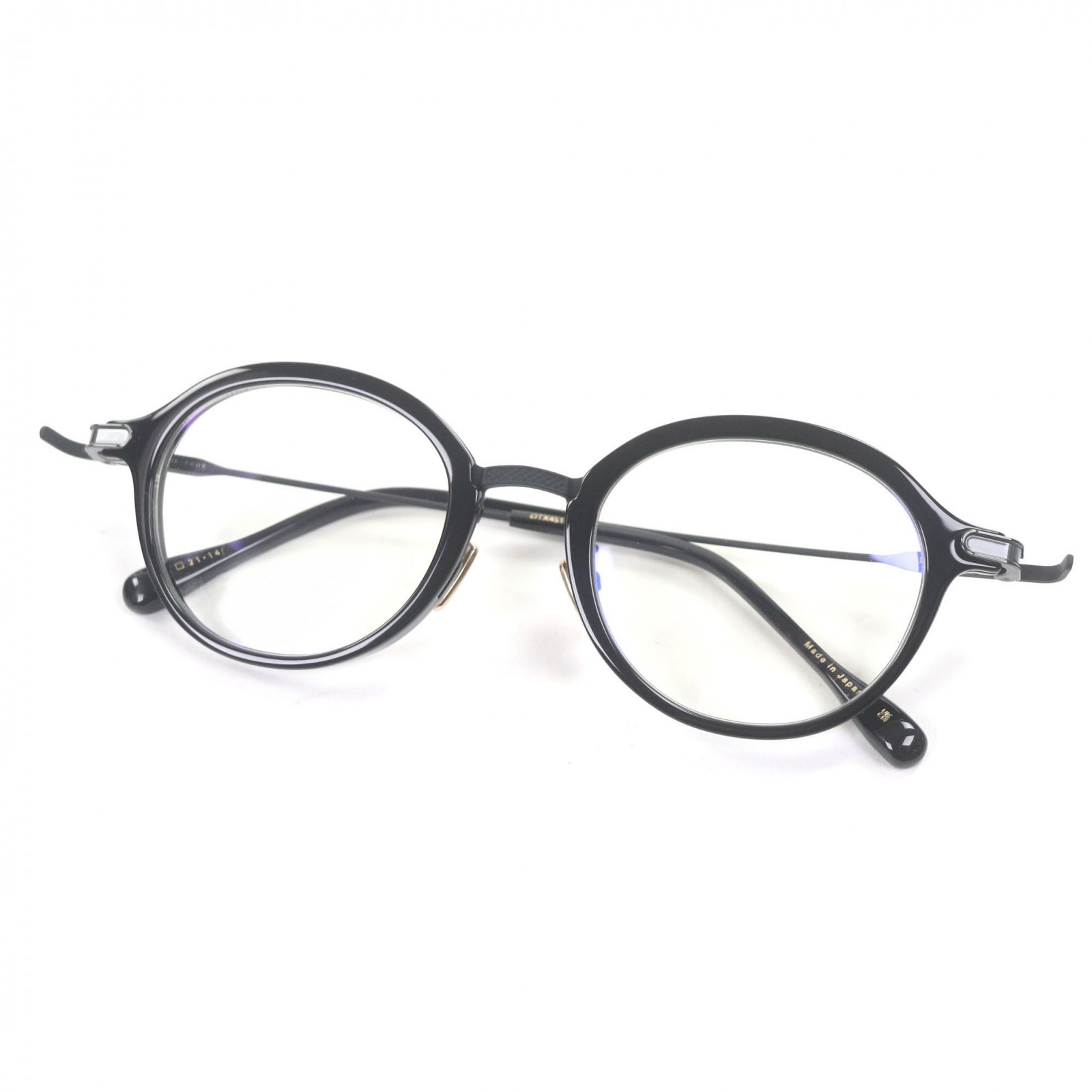 未当て嵌める品▼DITA ディータ DTX451-A-06 STATESIDE-FOUR 付け届け品 眼鏡 メガネ アイウェア 黒いこと 49□21-145 示威運動水晶体 保護すること袋付き添い人 日本製 メンズ【中古】