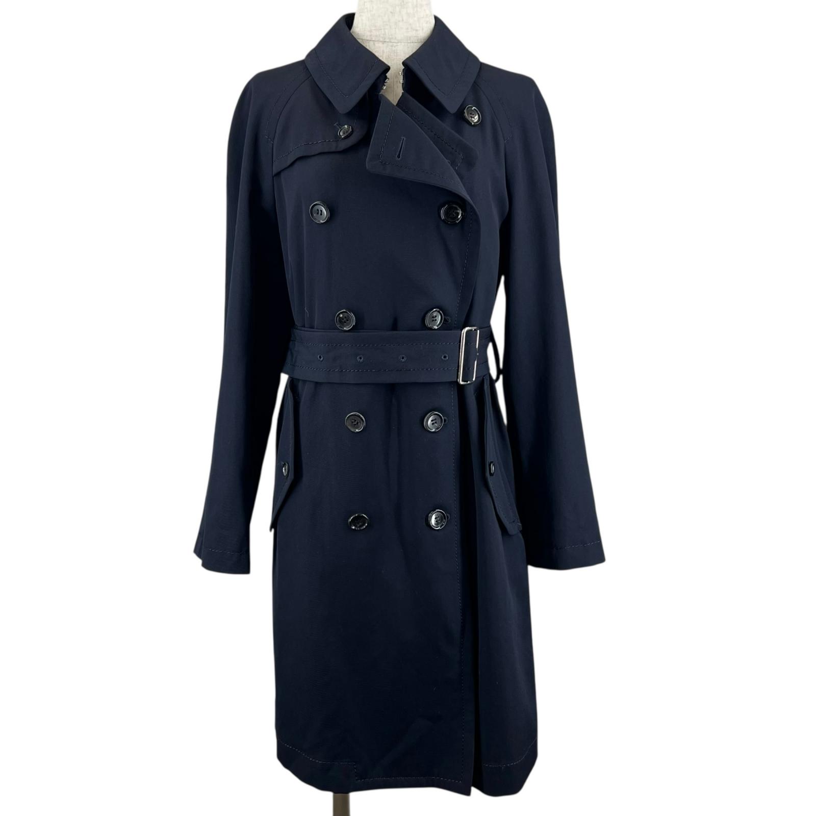 美品▲COMME des GARCONS COMME des GARCONS コムデギャルソン コムデギャルソン コムコム RU-C014 ステッチデザイン トレンチコート ネイビー S 日本製 正規品 レディース【中古】