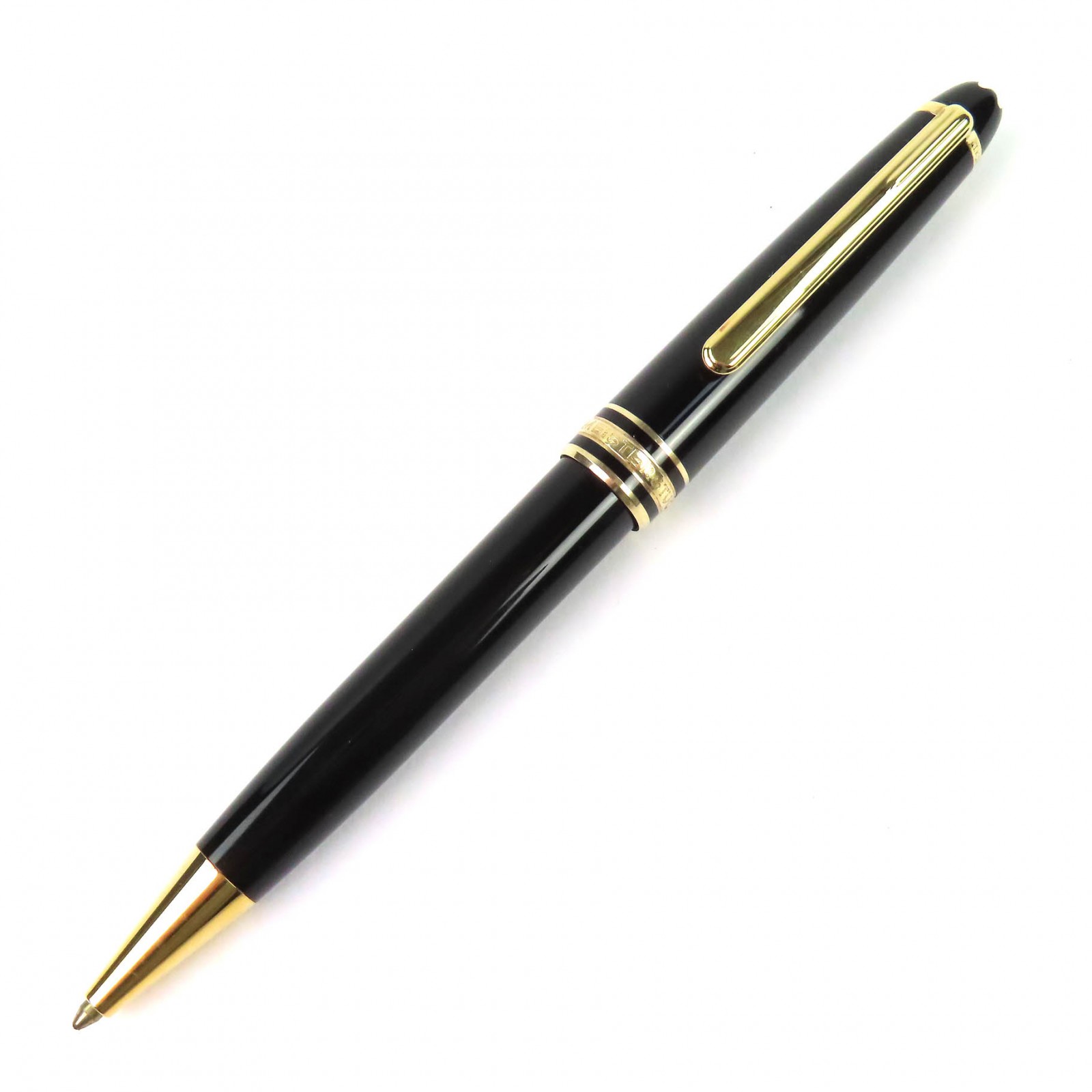 良品△MONTBLANC モンブラン マイスターシュティック クラシック ー ホワイトスター ツイスト式 ボールペン ブラック ゴールド ドイツ製 メンズ 筆記確認済み【中古】
