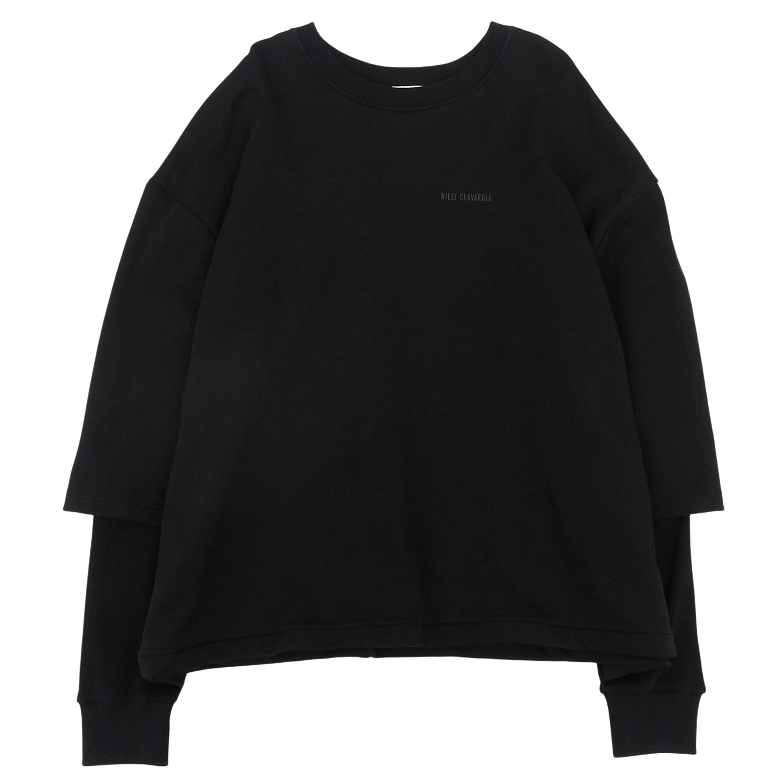 未使用品▲WILLY CHAVARRIA ウィリー チャバリア WAFFLE LINED LS BUFFALO T コットン100％ ワッフルレイヤード スウェット ブラック L 正規品 メンズ【中古】 14,454円