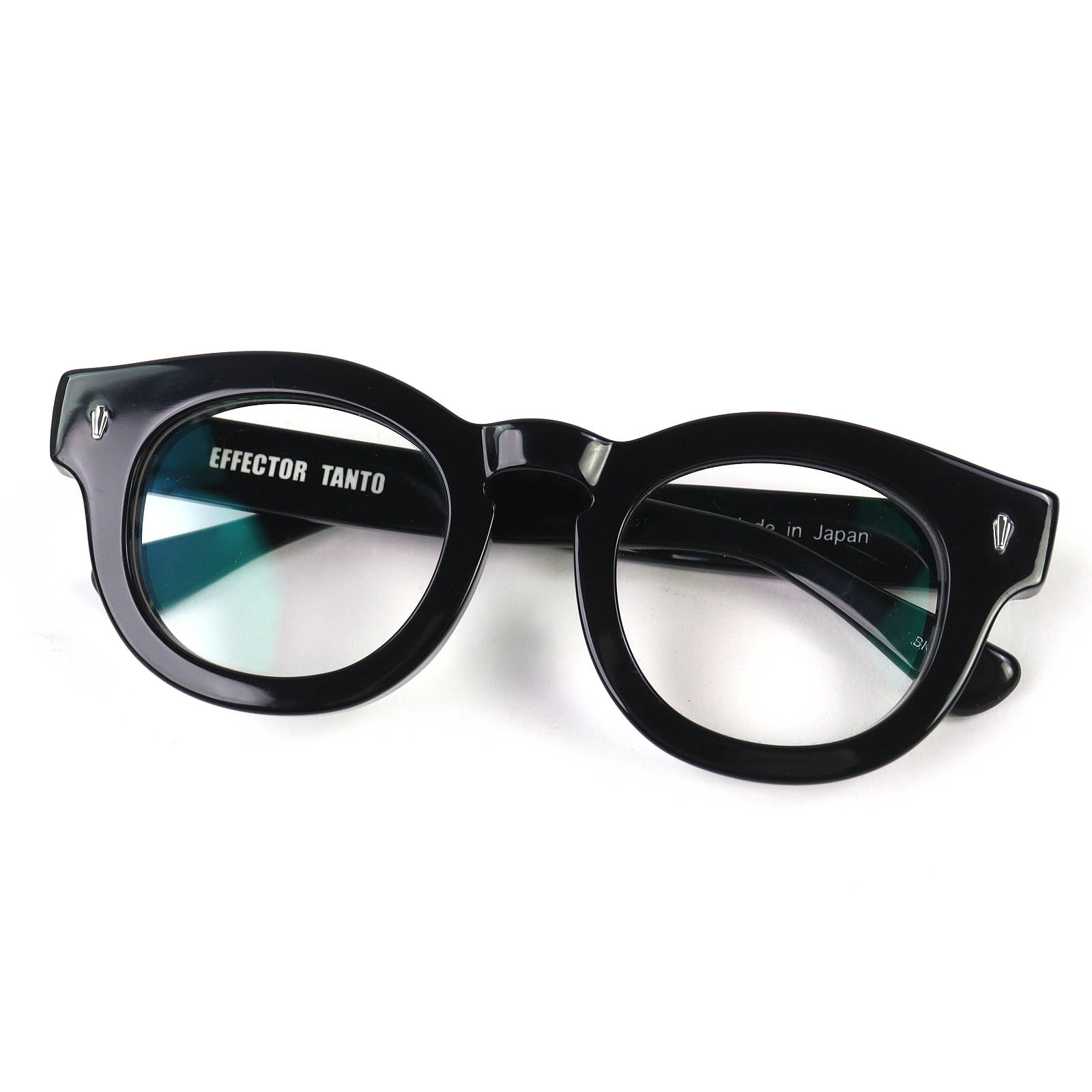 良品△EFFECTOR エフェクター TANTO ボストン メガネ 眼鏡 アイウェア ブラック 度入り ケース付き 日本製 メンズ【中古】