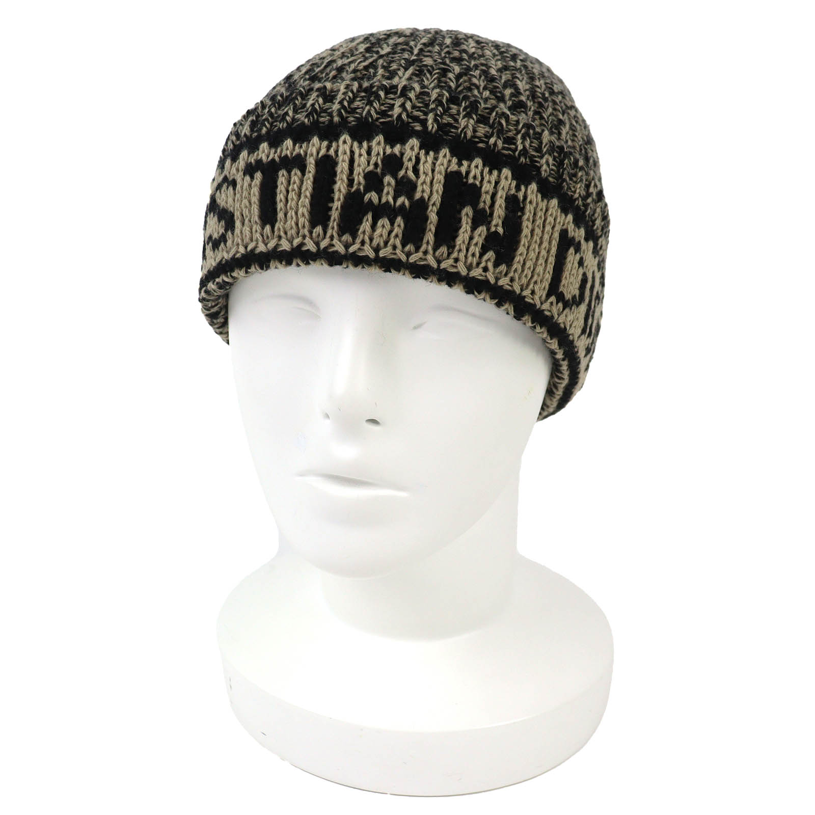 極美品△Christian Dior クリスチャンディオール 25DWI714S007 ウール カシミヤ ロゴ ニット帽 ビーニー ニットキャップ ベージュ ブラック 箱付き イタリア製 正規品 レディース【中古】