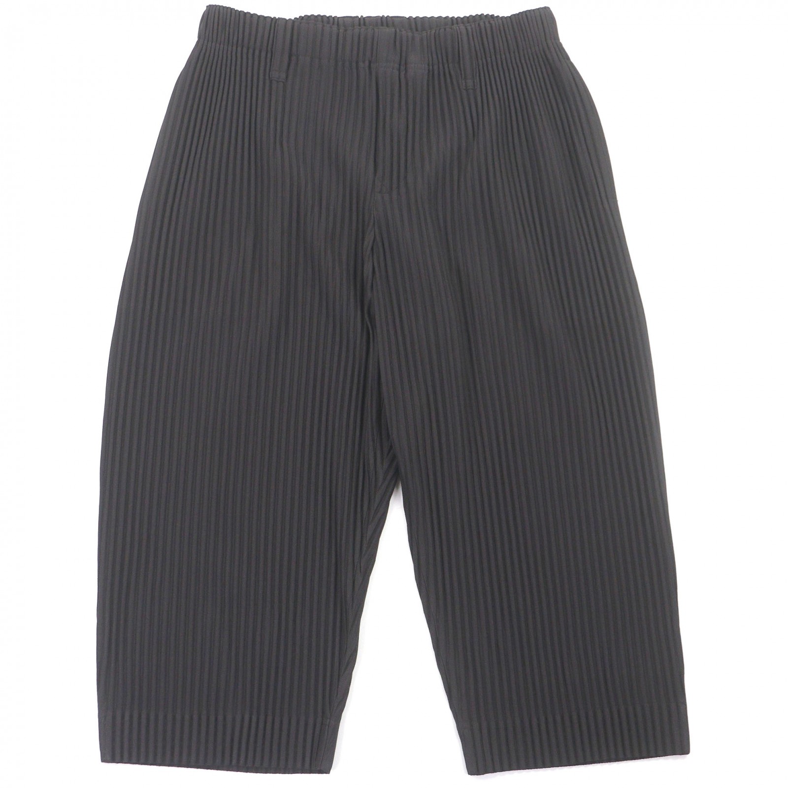 極美品□HOMME PLISSE ISSEY MIYAKE オム プリッセ イッセイミヤケ クロップド 筋目 テーパードパンツ 濃灰色 2 置き目品 メンズ【中古】
