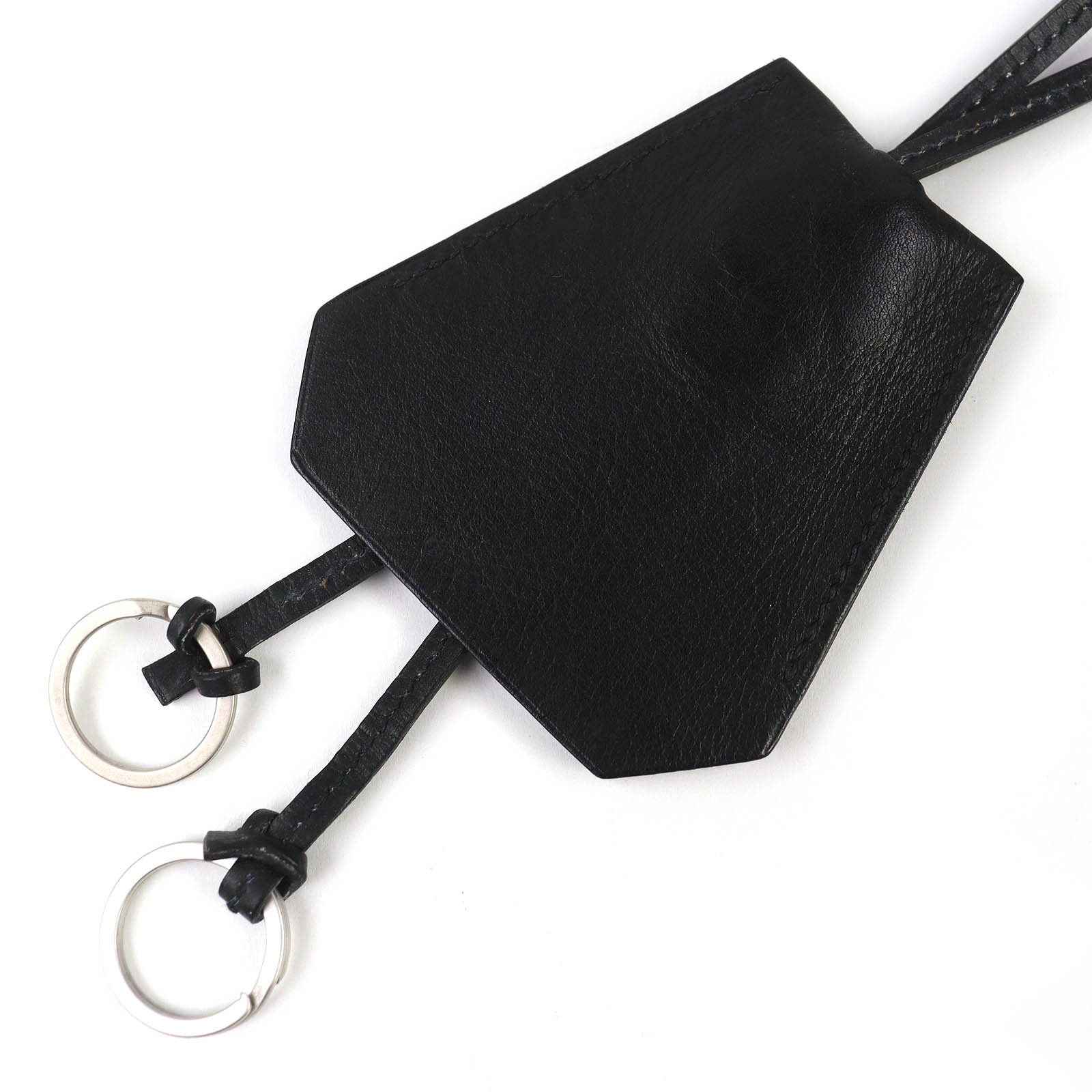 良品△HERMES エルメス ヴィンテージ レザー マルジェラ期 クロシェット ネックレス ペンダント ブラック □D刻印 フランス製 レディース【中古】
