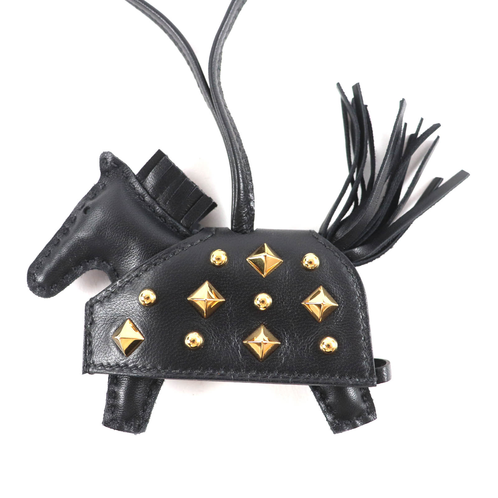 未使用品★HERMES エルメス ロデオ ロベオ ロックPM ノワール アニョーミロ ゴールド金具 スタッズ付 バッグチャーム K刻印 箱付き フランス製 レディース【中古】