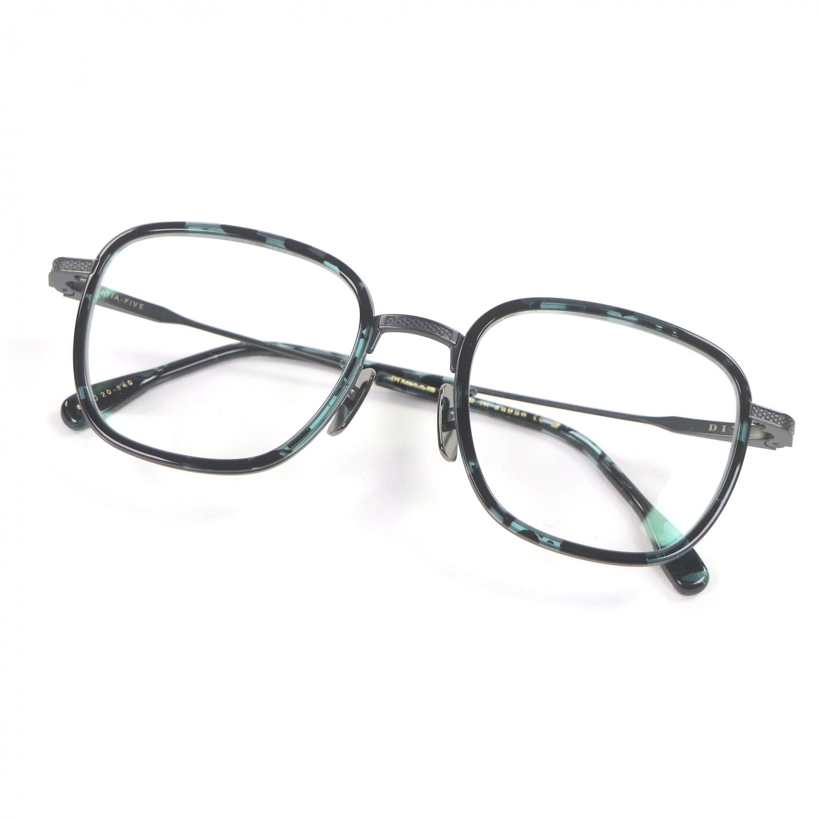 未使用品□DITA ディータ DTX454 AVIATIA-FIVE メガネ 眼鏡 アイウェア ブラック クリアブルー 50□20-140 デモレンズ メンズ【中古】