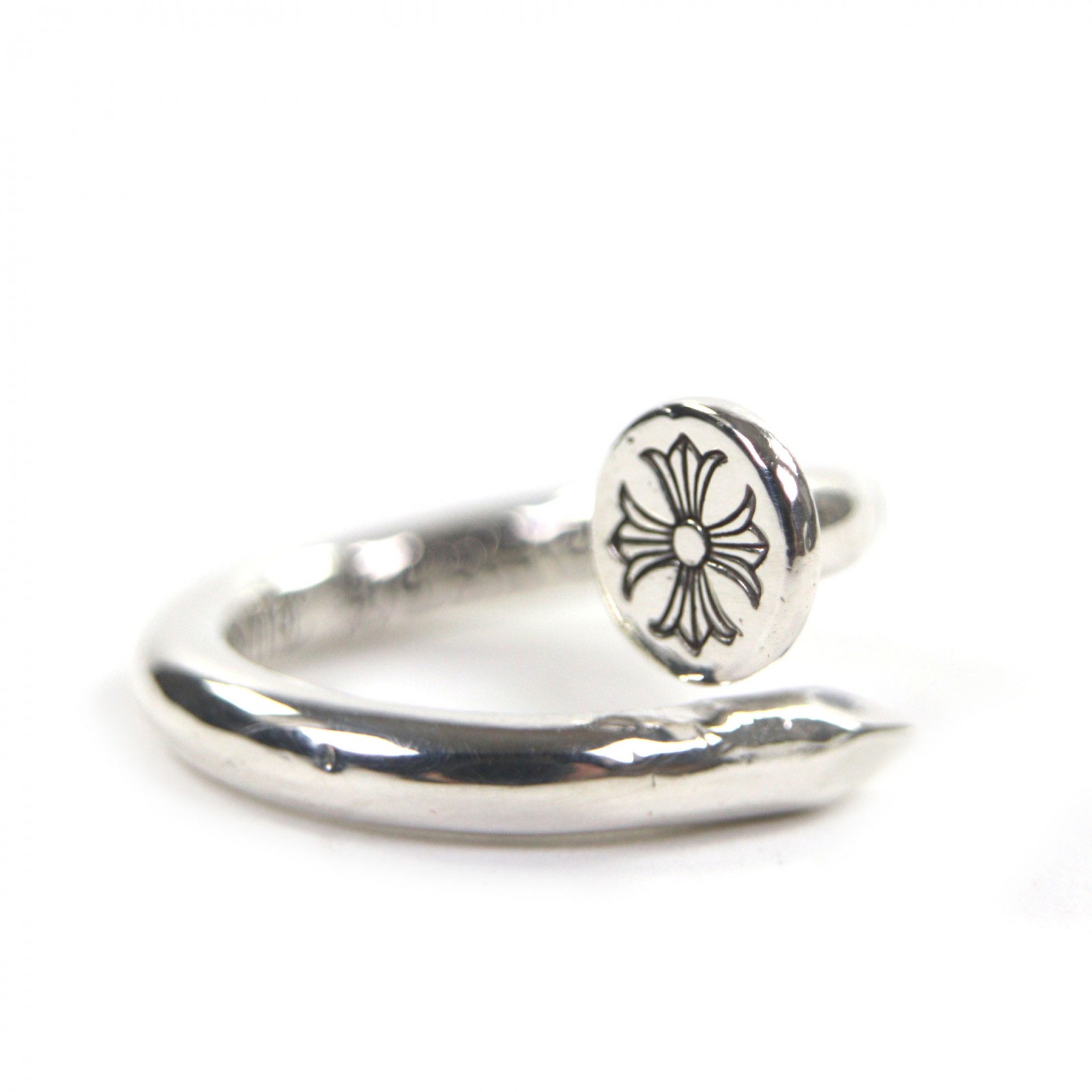 美品▼CHROME HEARTS クロムハーツ NAIL FLAT ネイルフラットリング  CH足し加える 925 輪っか・指環 しろがね色 日本大きさ8号好いかげんに 掛け目5.8g メンズ【中古】
