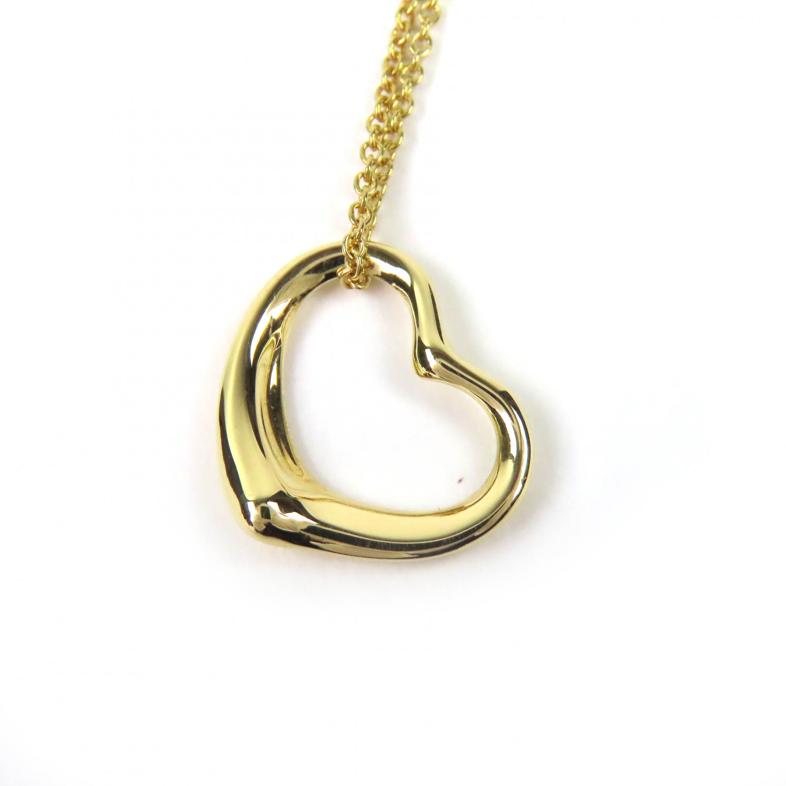 極美品△TIFFANY&Co. ティファニー エルサペレッティ オープンハート ペンダント ネックレス アクセサリー 18K／750(YG) 41cm ゴールド 重量2.91g レディース【中古】