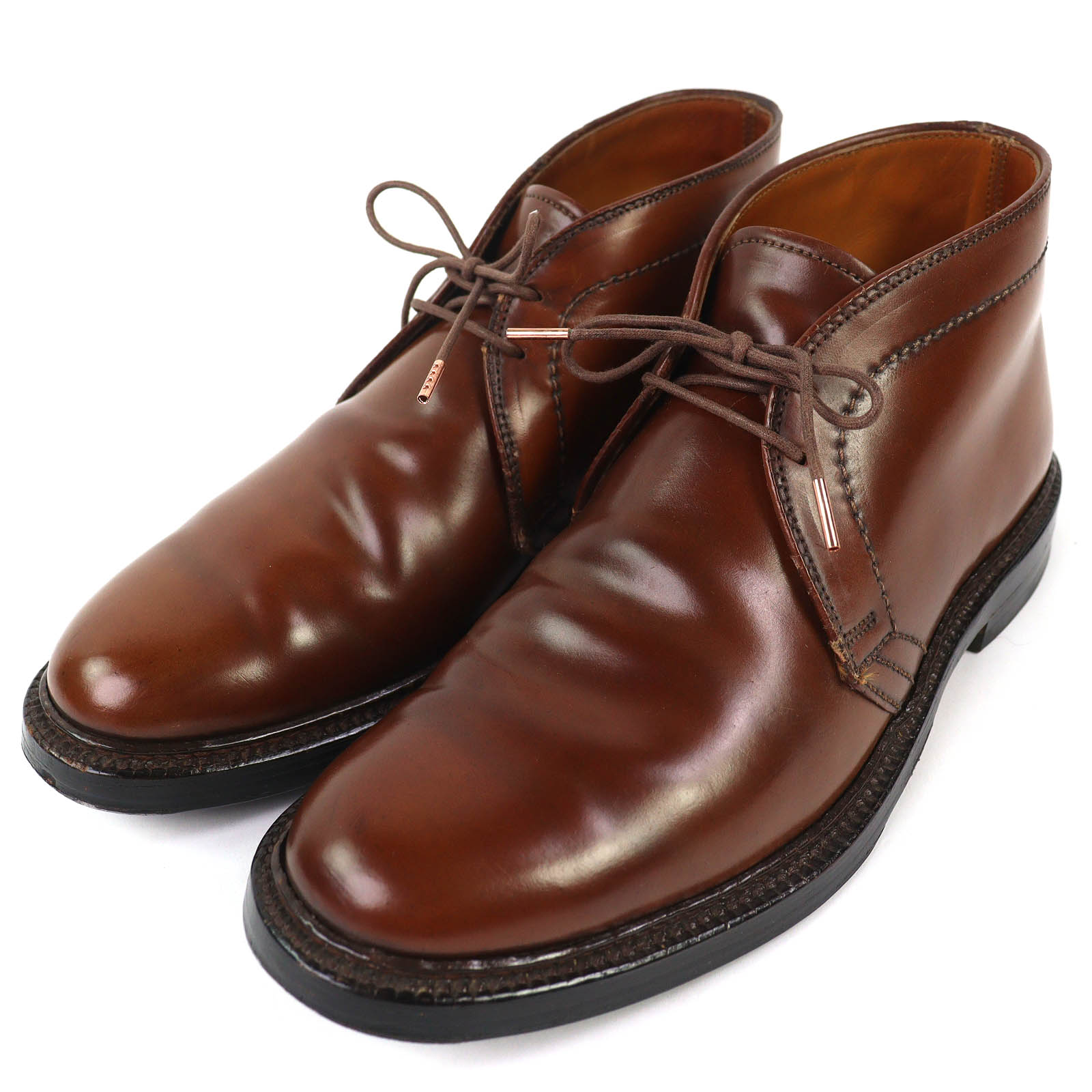 良品△ALDEN オールデン 1348 アローズ ウィスキーコードバン San Francisco レザー チャッカーブーツ アンクルブーツ ブラウン 6 USA製 メンズ【中古】