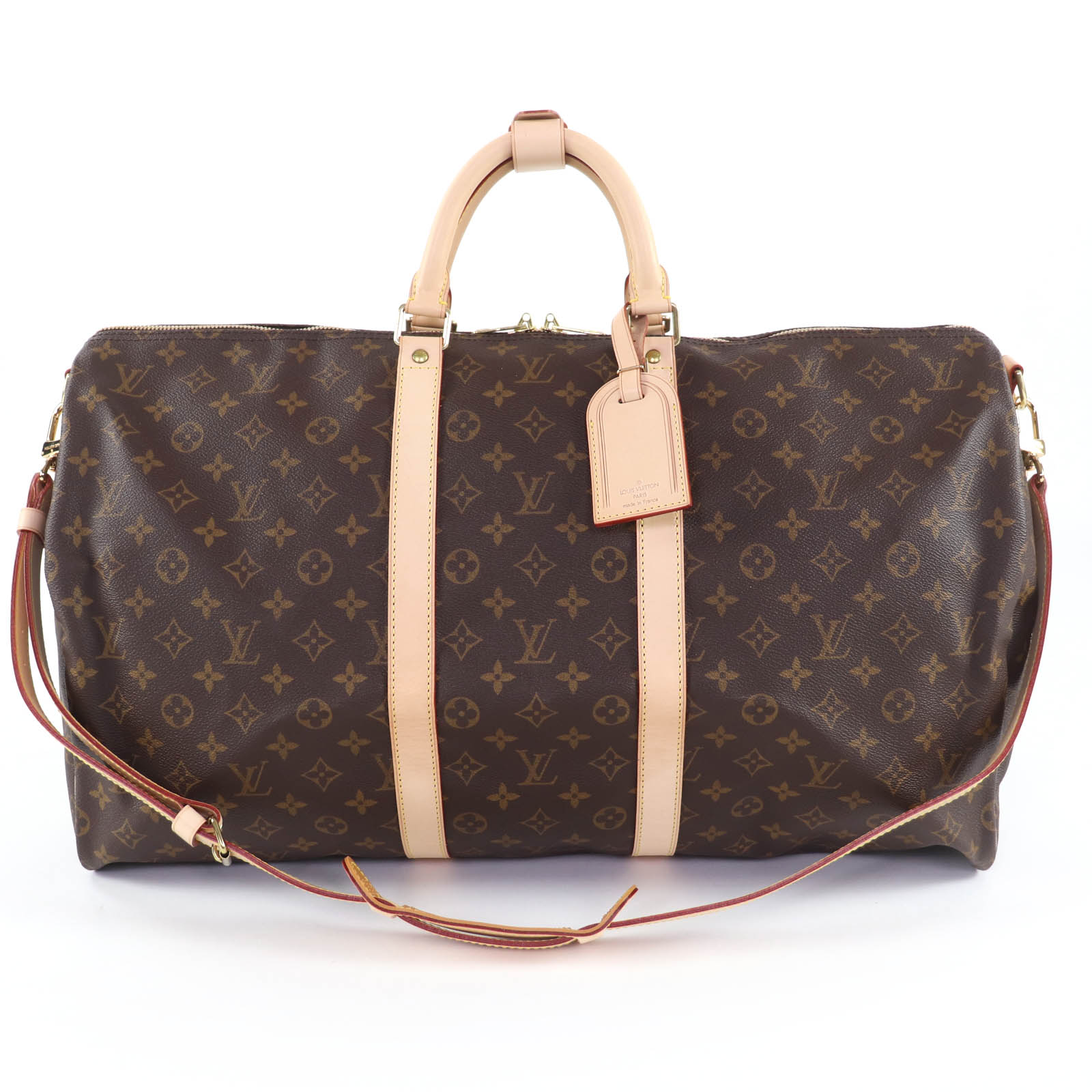 極美品☆LOUIS VUITTON ルイヴィトン M41414 キーポル・バンドリエール 55 モノグラム帆布 ボストンバッグ 赤銅色 フランス共和国製 レディース【中古】