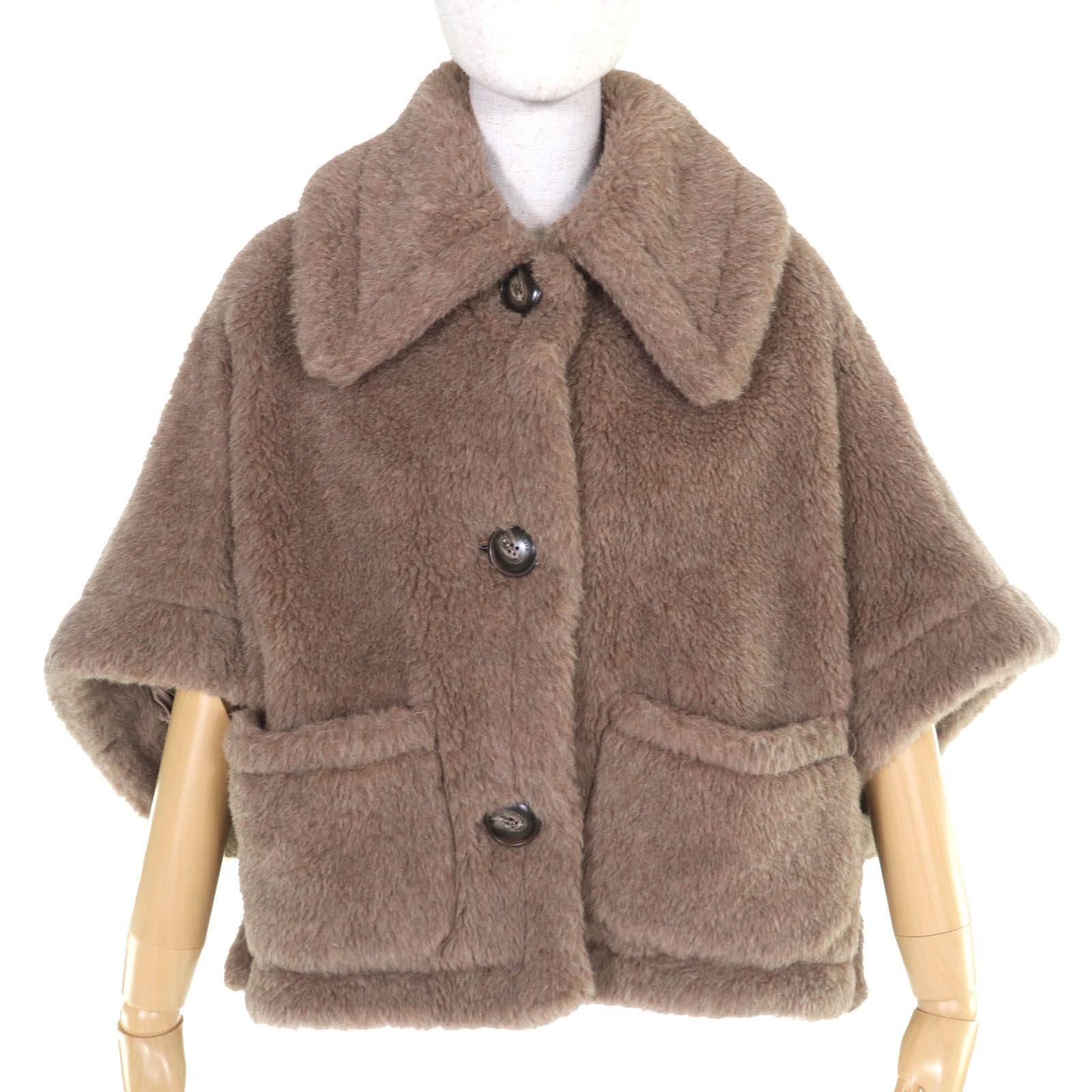 未当て嵌める品△Max Mara マックスマーラ 2023年製 23473618336 テディベア アルパカ カシミール 白引き舟 ケープ ポンチョ 赤銅色 SM ハンガー付き添い人 イタリア製 置き目品 レディース【中古】
