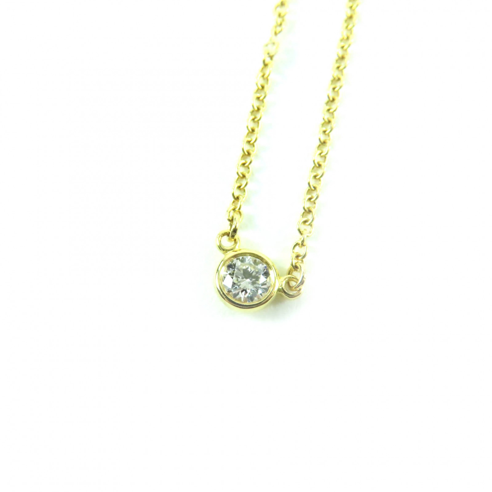 美品★TIFFANY&Co. ティファニー エルサペレッティ バイザヤード K18 750(YG) 現行品 0.08ct 1P ダイヤ ネックレス ゴールド 総重量1.75g レディース【中古】