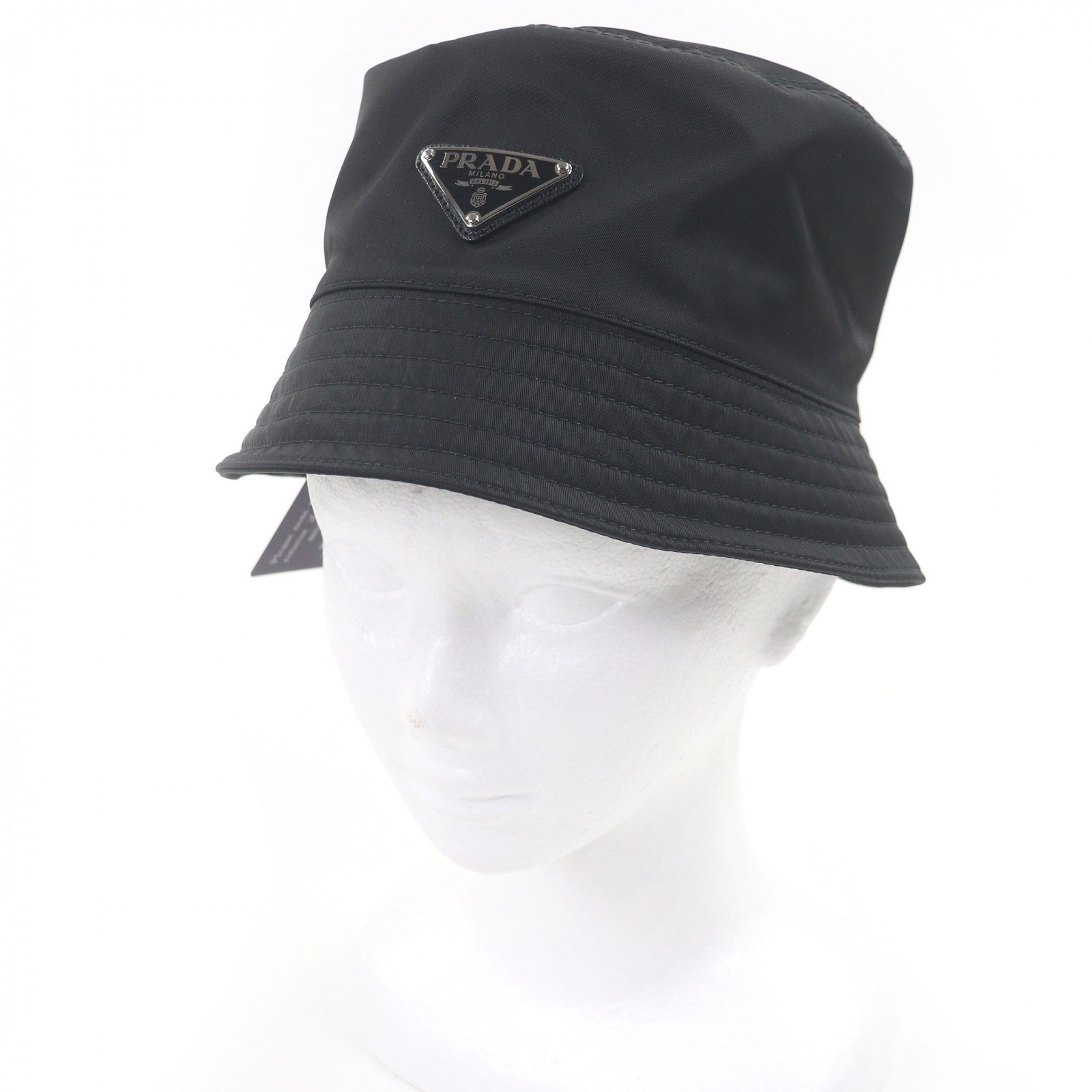 未当て嵌める品□PRADA プラダ 1HC137 ３角形ロゴタイプ ３角形一皿 Re-Nylon 井戸釣瓶かぶり笠 黒いこと S 保護すること袋付き添い人 イタリア製 定め事品 メンズ【中古】
