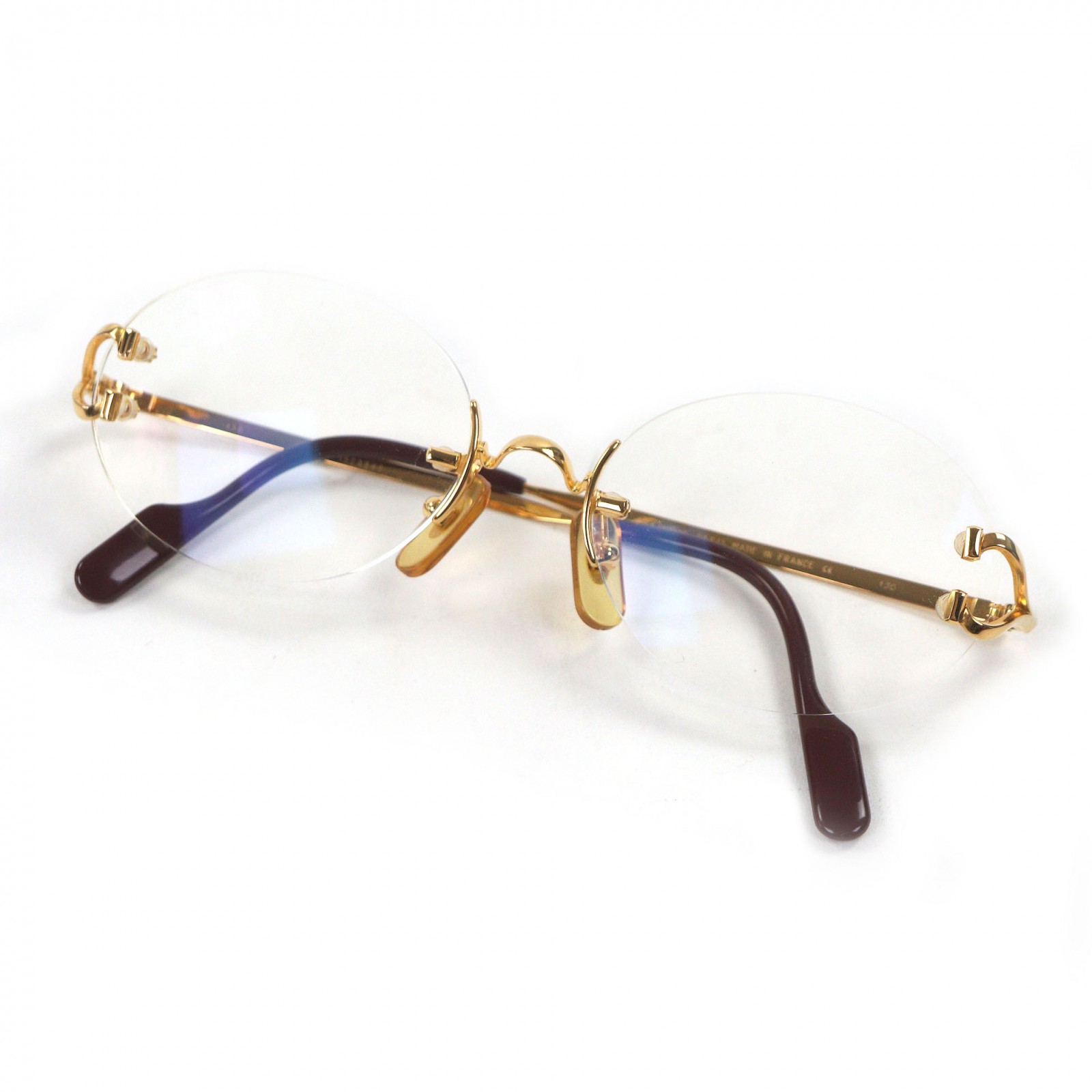 楽天市場】極美品 Cartier カルティエ レクタングル リムレス メガネ