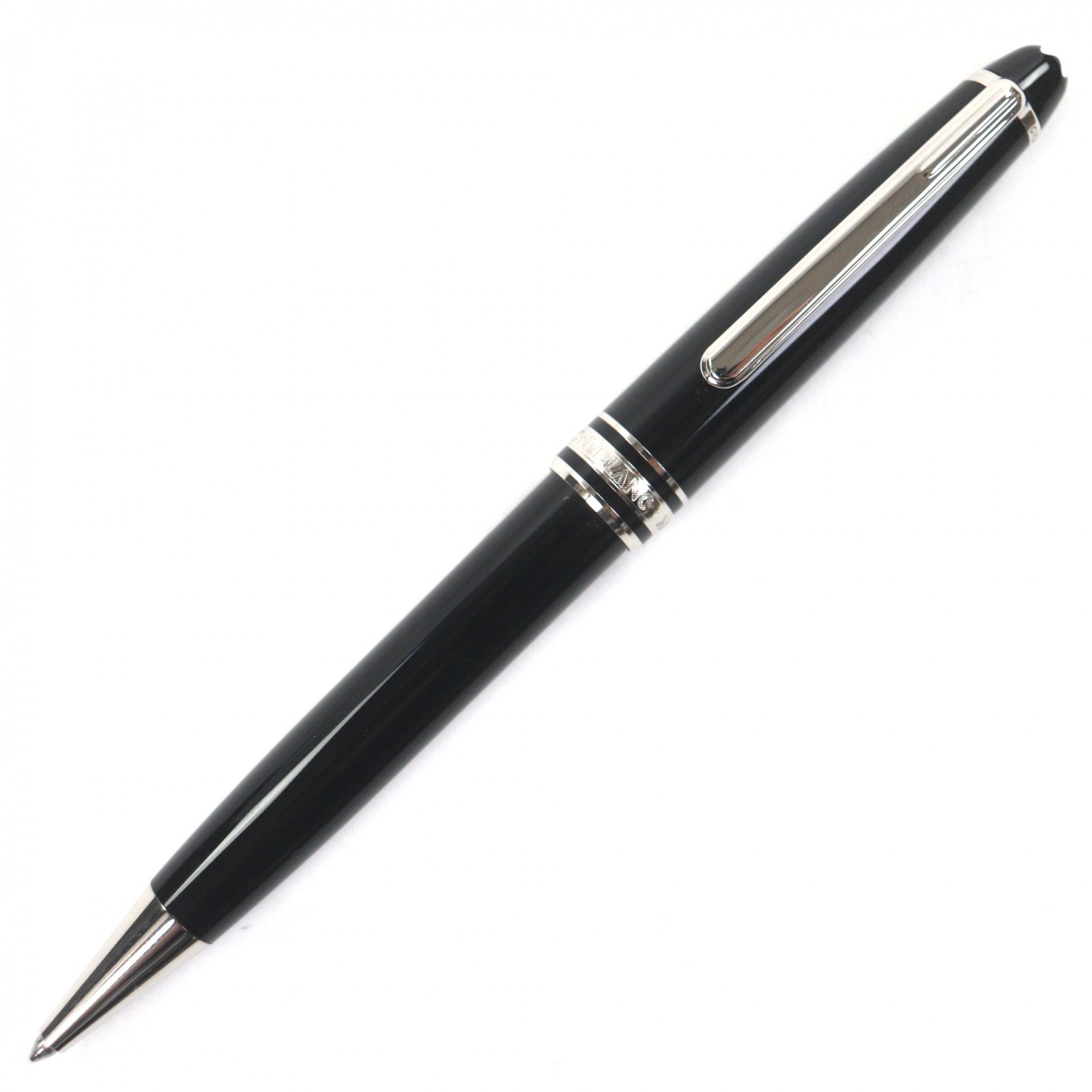 極美品▼MONTBLANC モンブラン プラチナ生産ライン マイスターシュテュック 古典派音楽 白いことはやりっ児 捻じれ式 ボールペン 黒いこと しろがね色 メンズ 書きあらわす突きとめる済み【中古】