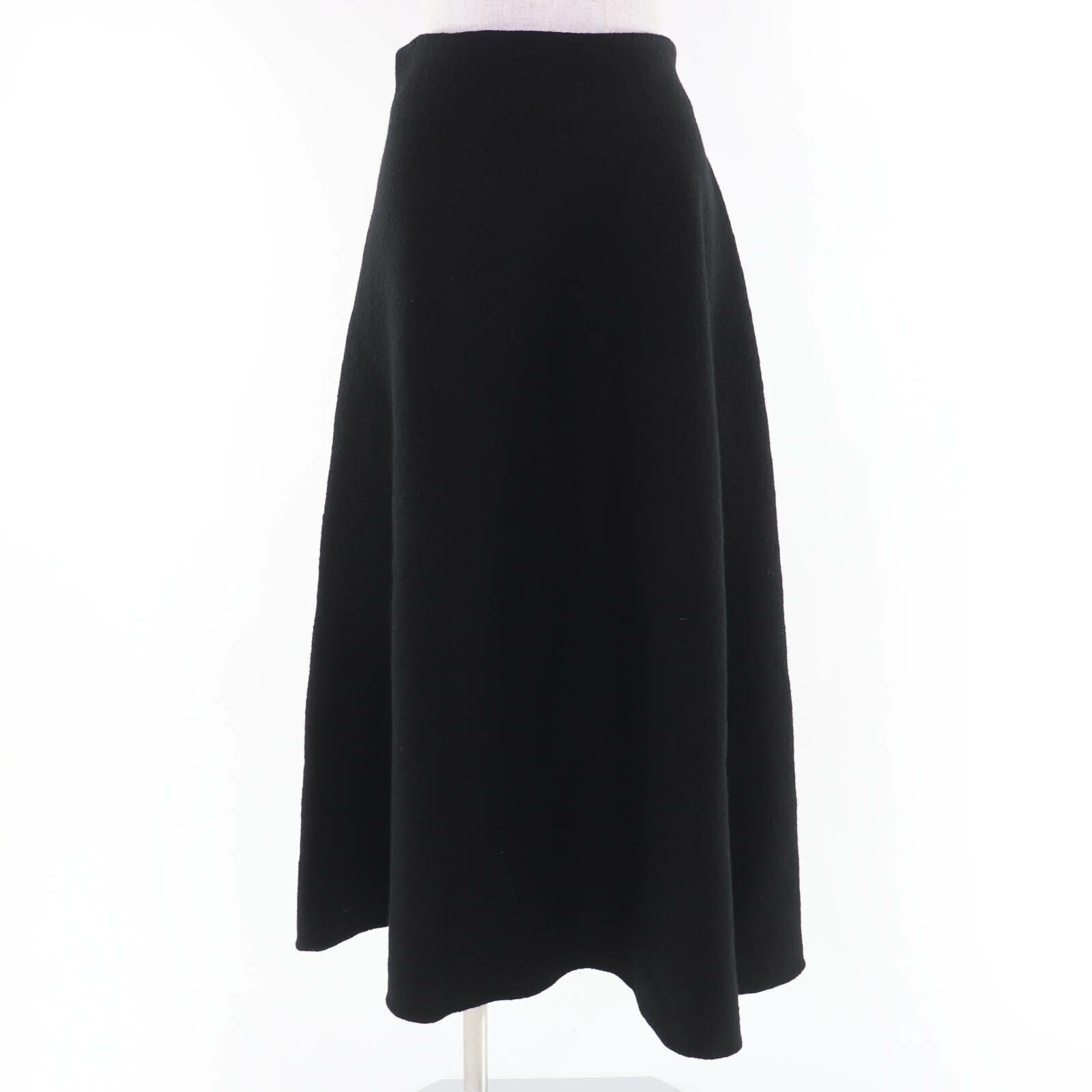 極美品☆JIL SANDER ジルサンダー 23AW J02MA0024 ウール 裾アシンメトリー ニット フレアスカート ブラック 34 イタリア製 正規品 レディース【中古】