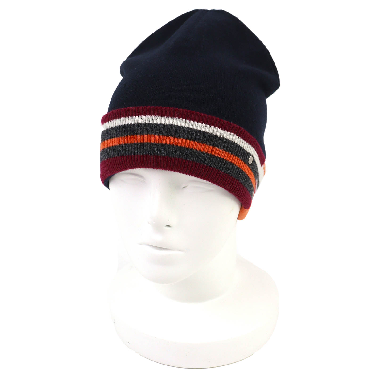 未当て嵌める品△HERMES エルメス H Twist ヘヴン・ツイスト カシミール100％ セリエボタン ビーニー 編み物帽 編み物旗がしら 米国海軍 マルチ色つや L 箱付き添い人 イタリア製 定め事品 メンズ【中古】